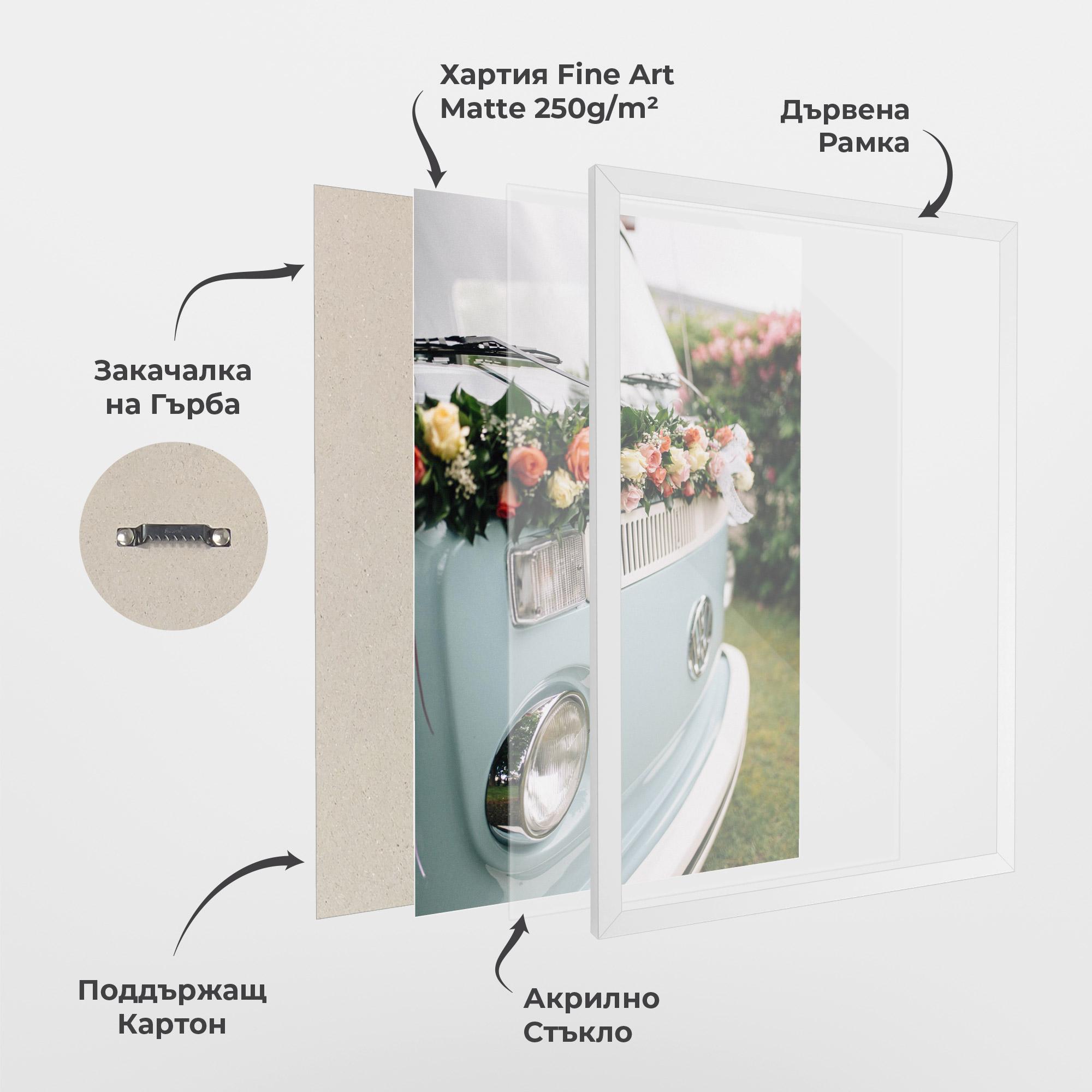 Рамкиран постер Vintage Rose Van mockup 1