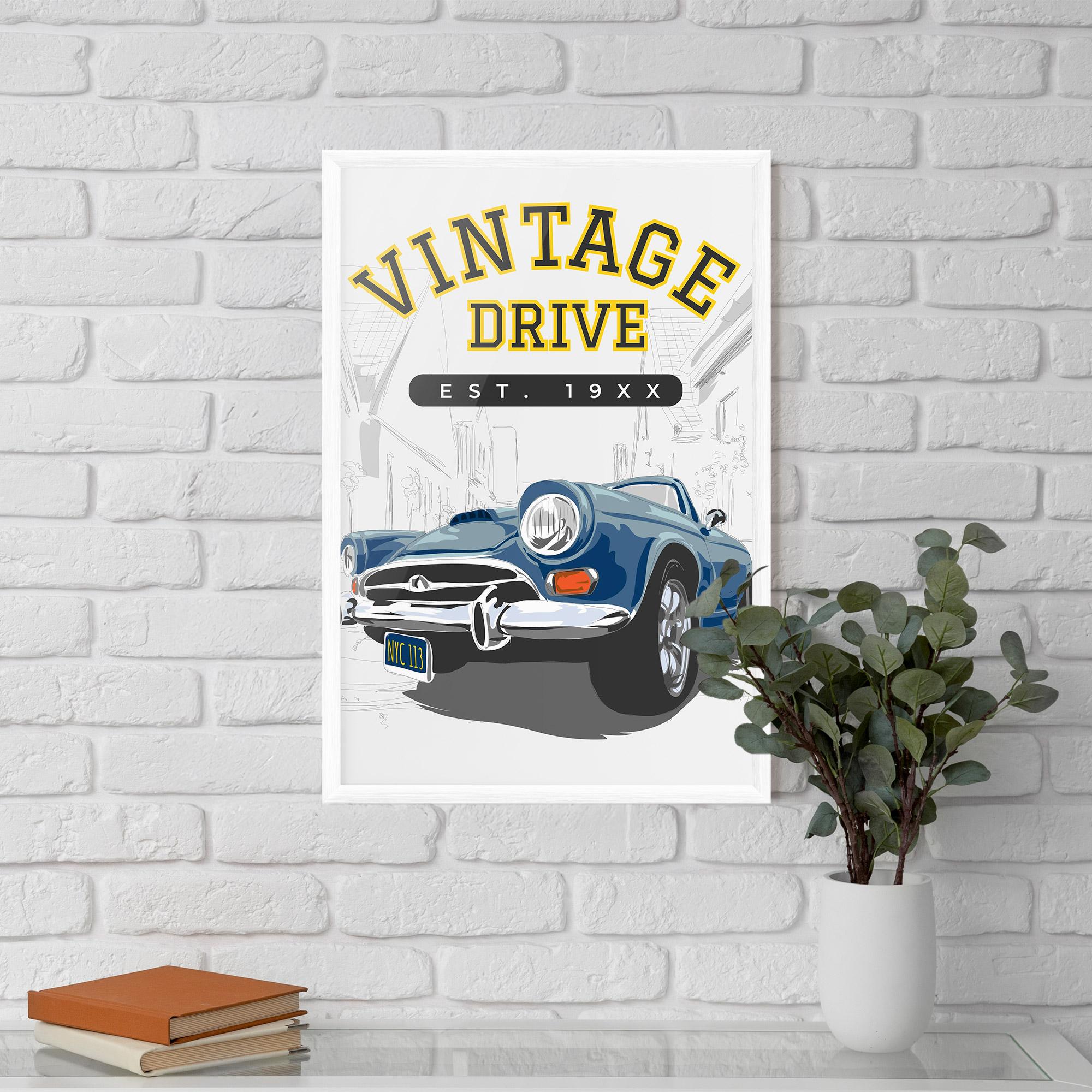 Рамкиран постер Vintage Drive mockup 5