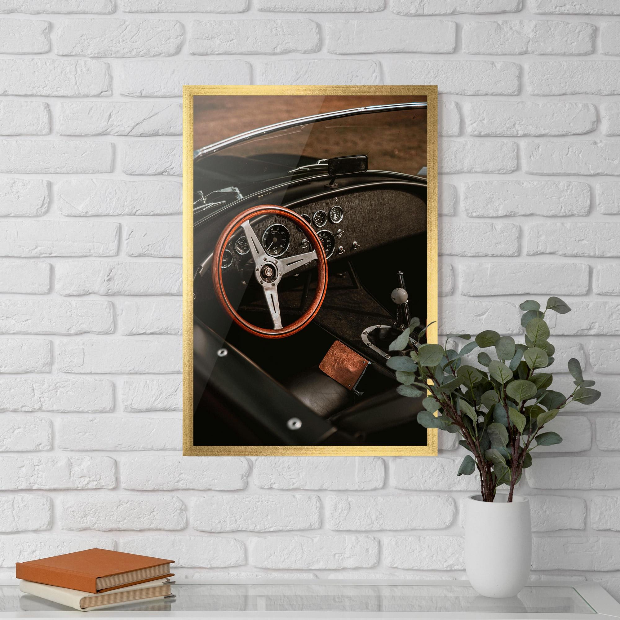 Рамкиран постер Orange Steering Wheel mockup 5