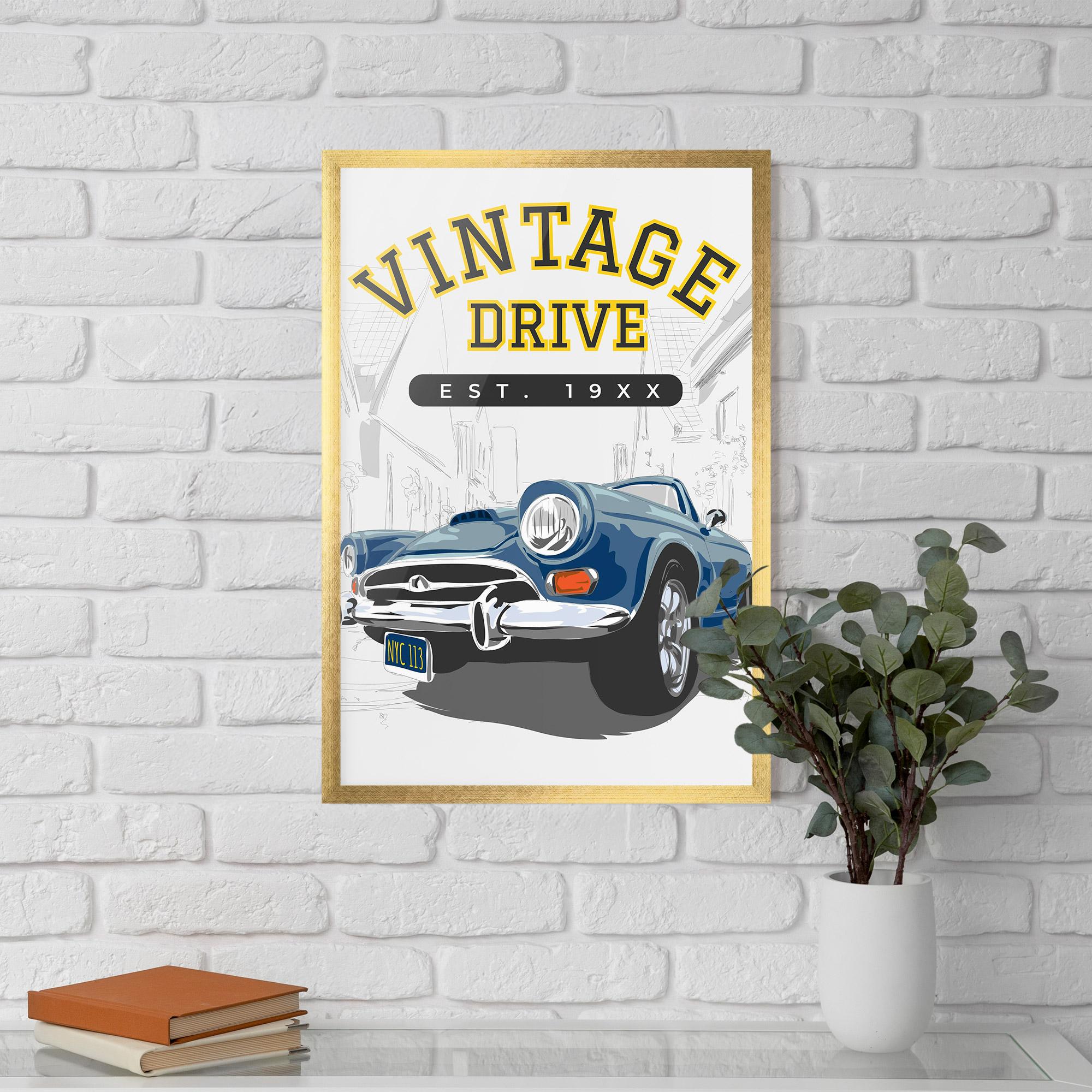 Рамкиран постер Vintage Drive mockup 5