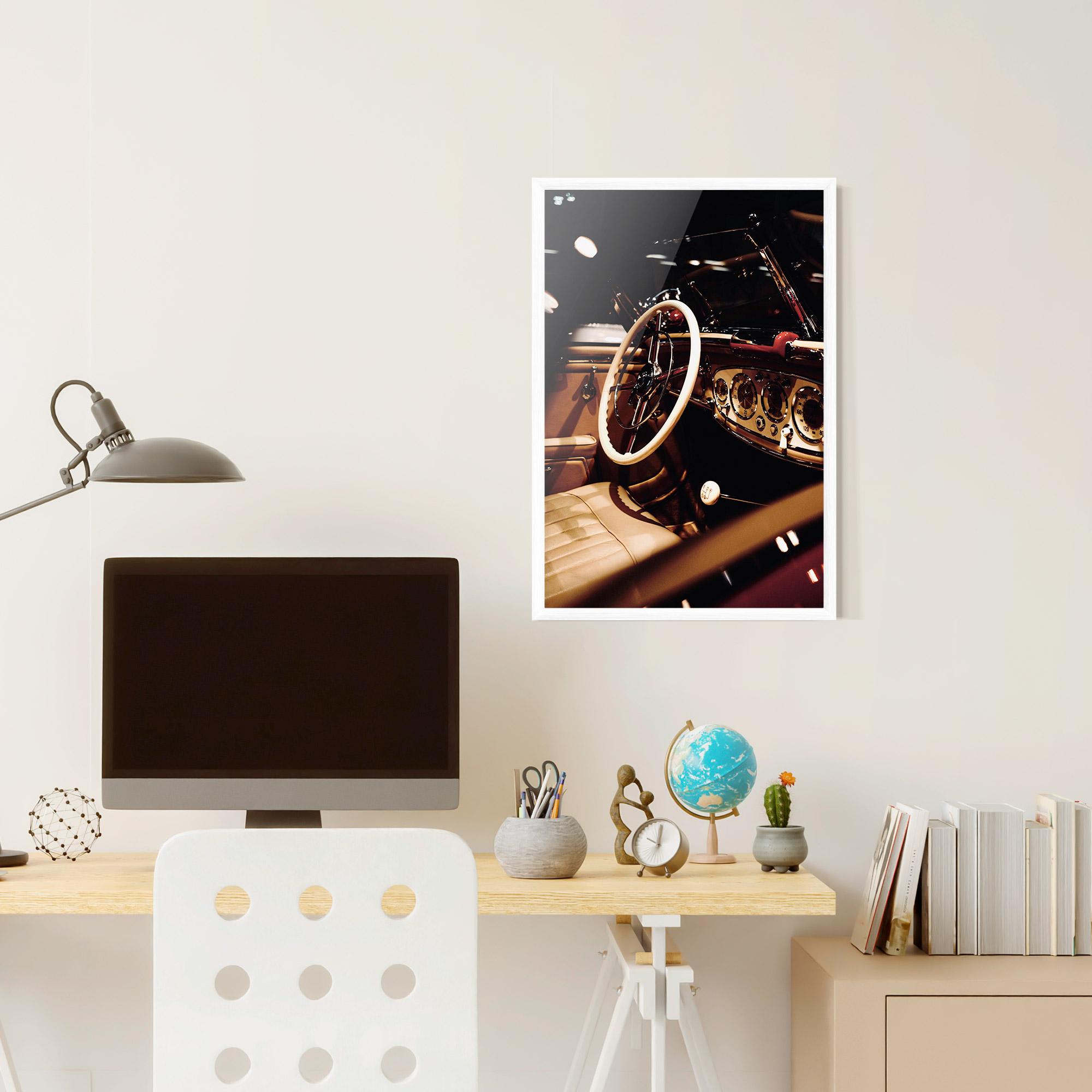 Рамкиран постер White Steering Wheel mockup 6