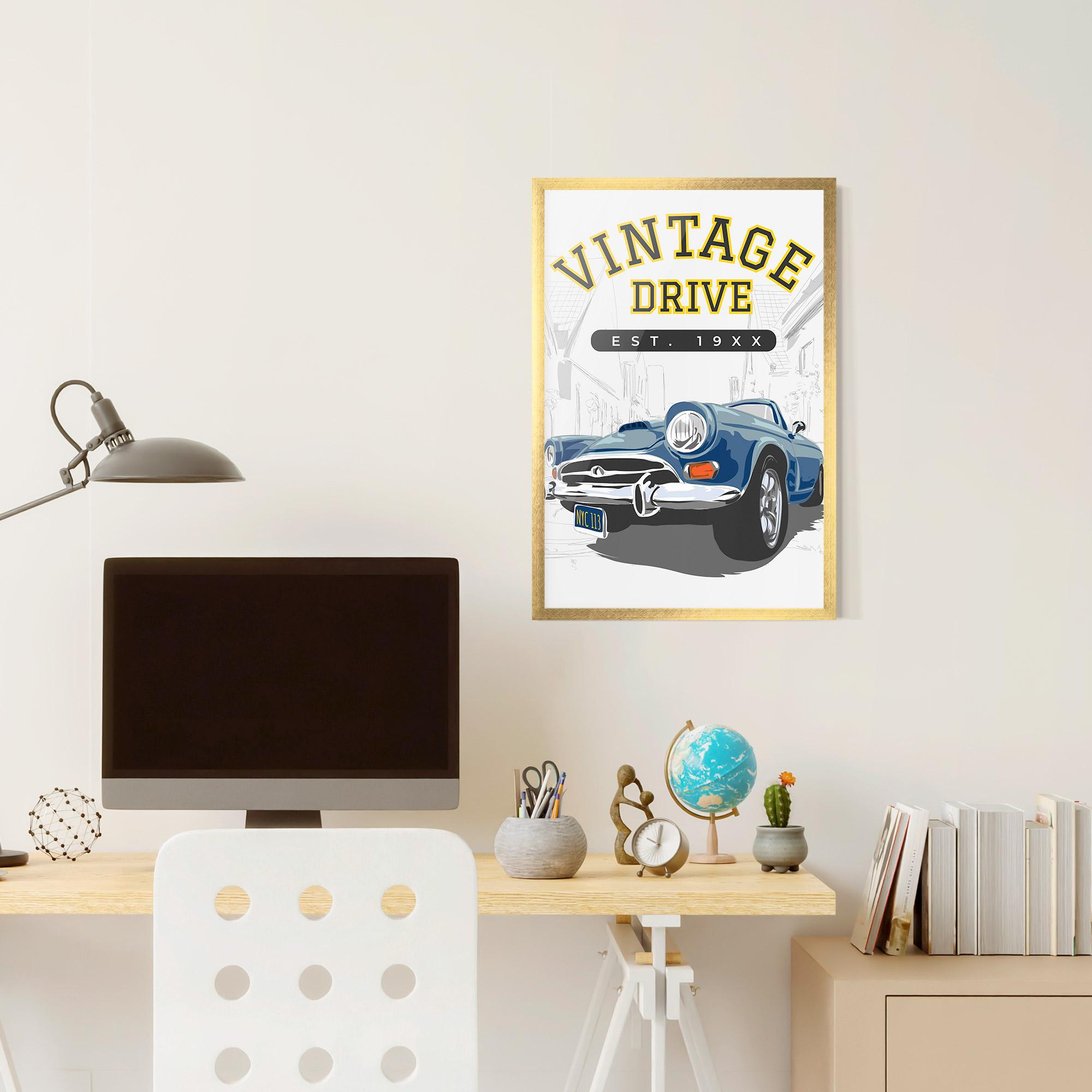 Рамкиран постер Vintage Drive mockup 6
