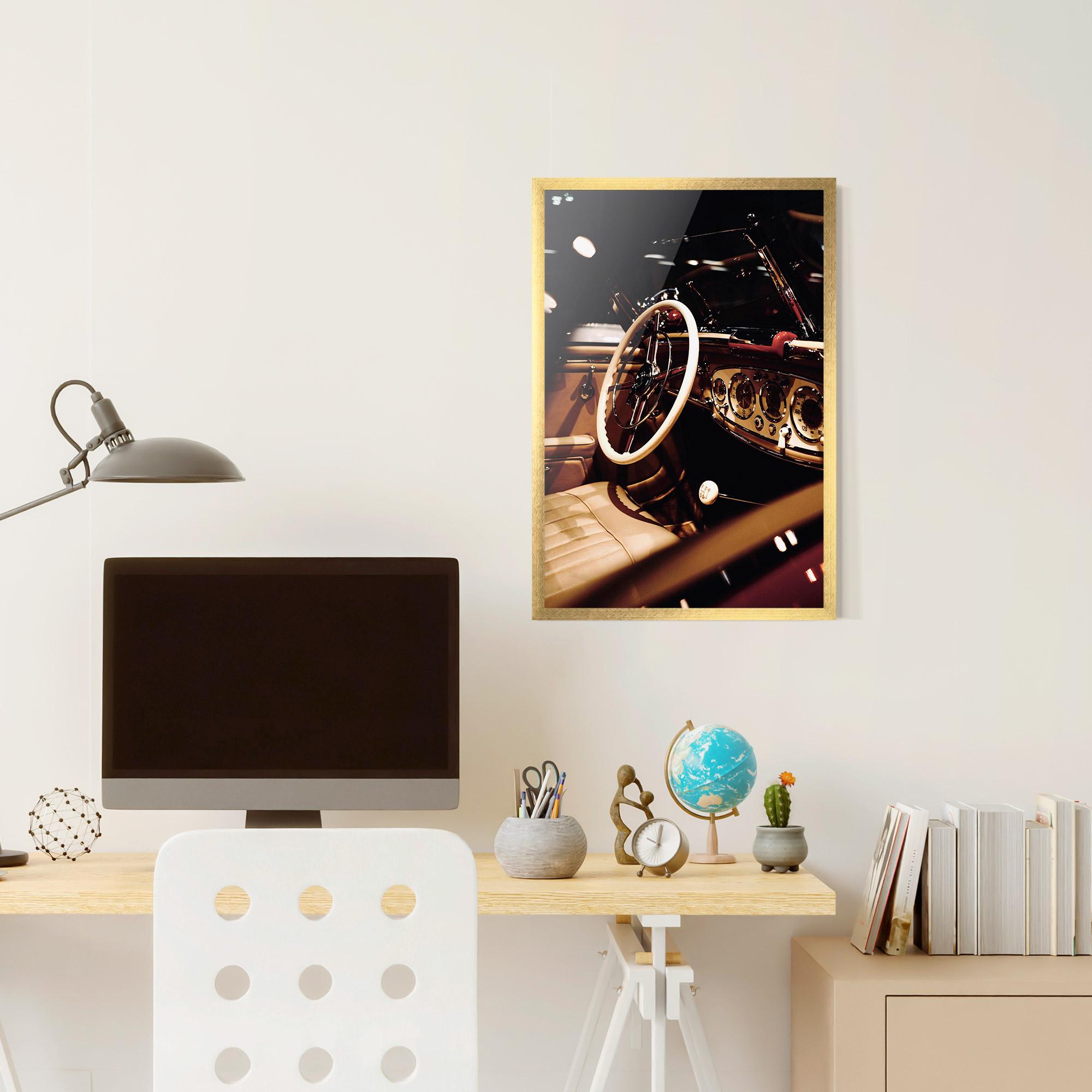 Рамкиран постер White Steering Wheel mockup 6