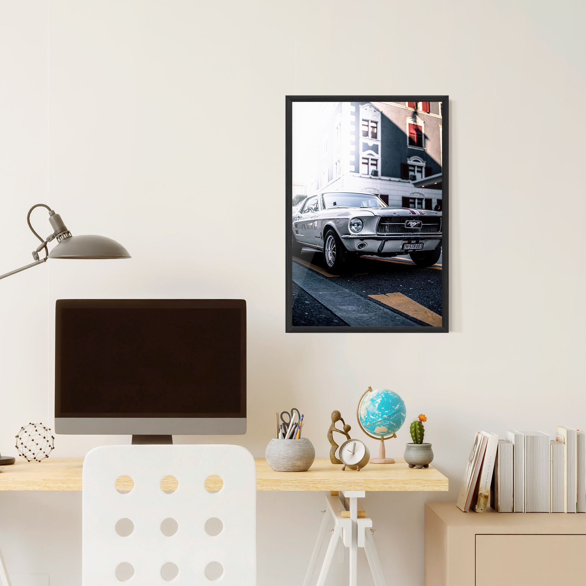 Vintage White Car mockup 6