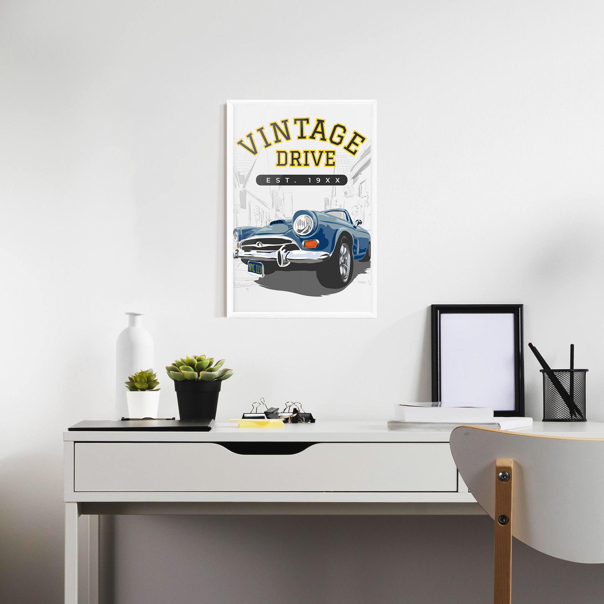 Рамкиран постер Vintage Drive mockup 7