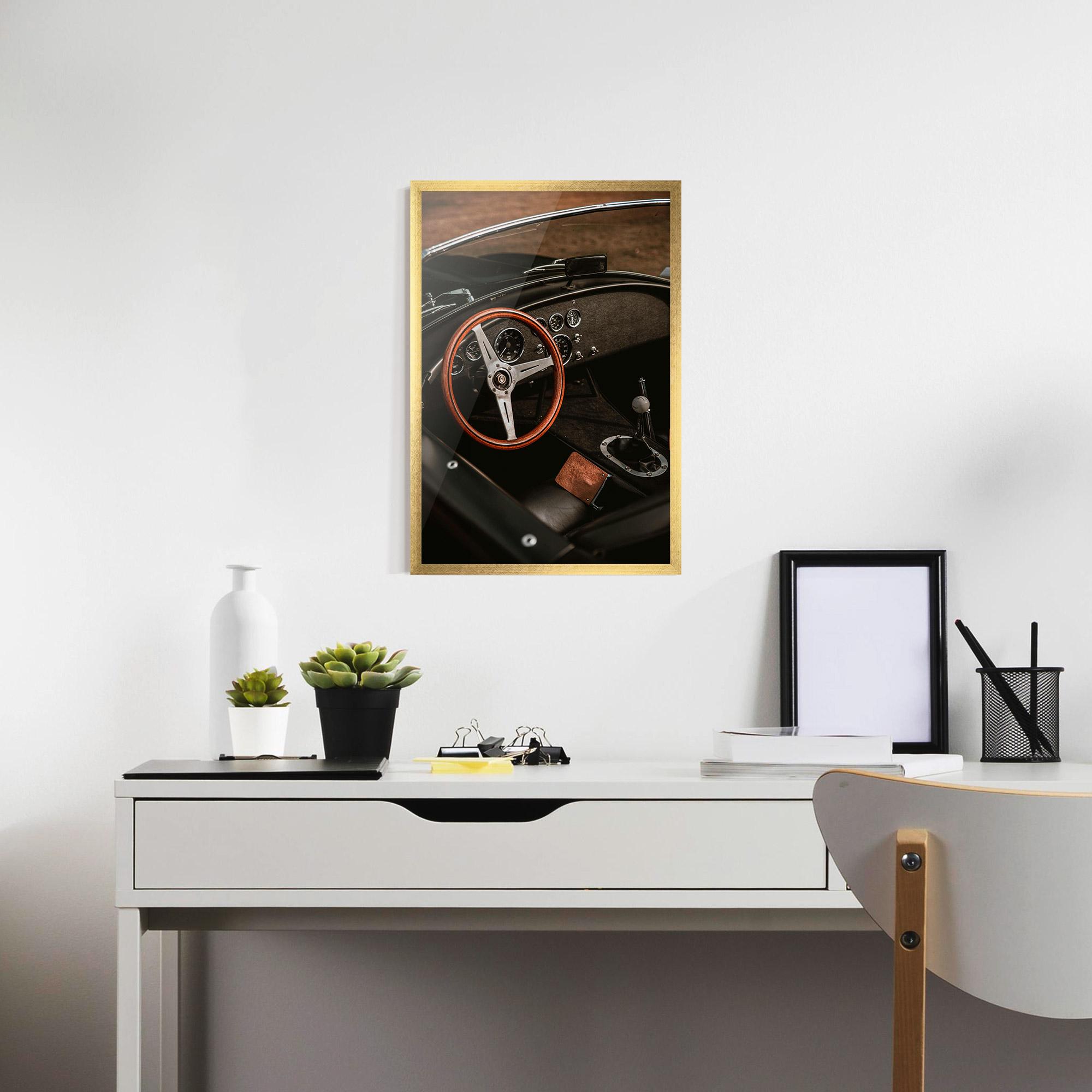 Рамкиран постер Orange Steering Wheel mockup 7