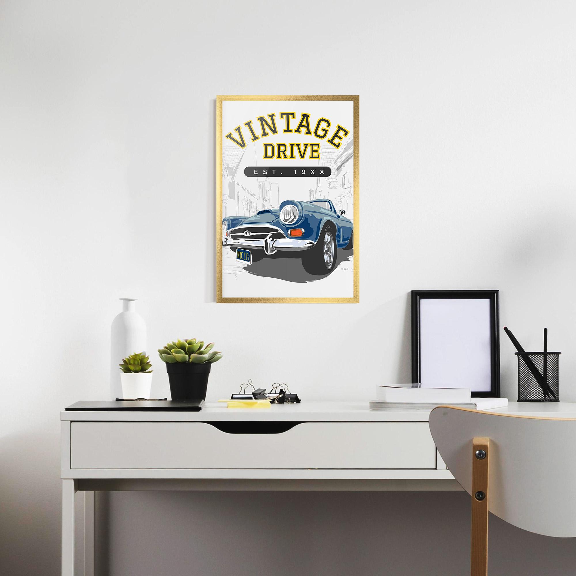 Рамкиран постер Vintage Drive mockup 7
