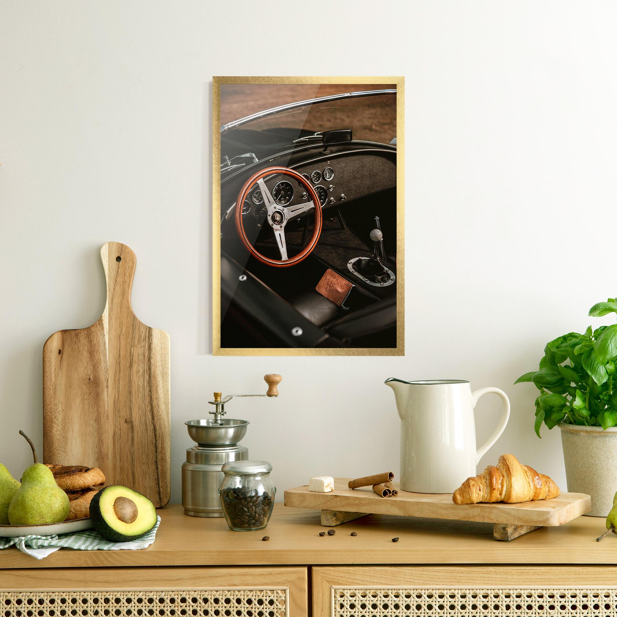 Рамкиран постер Orange Steering Wheel mockup 8