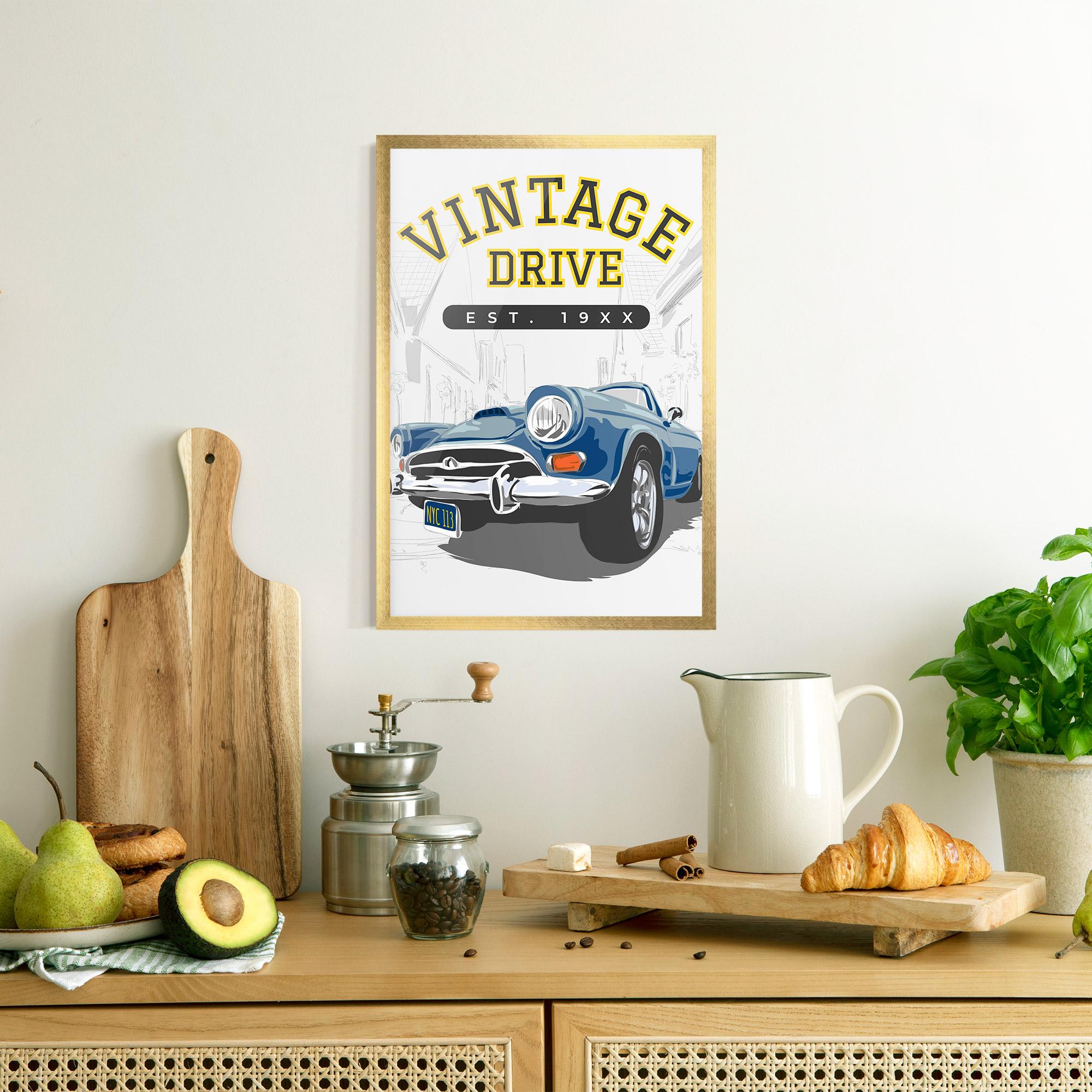 Рамкиран постер Vintage Drive mockup 8