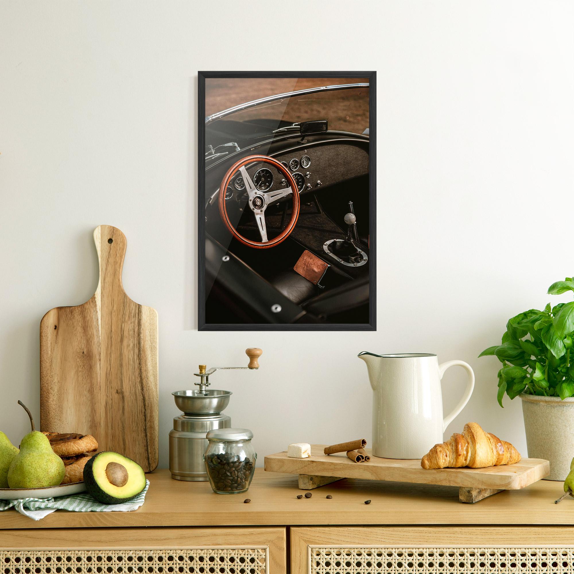Рамкиран постер Orange Steering Wheel mockup 8