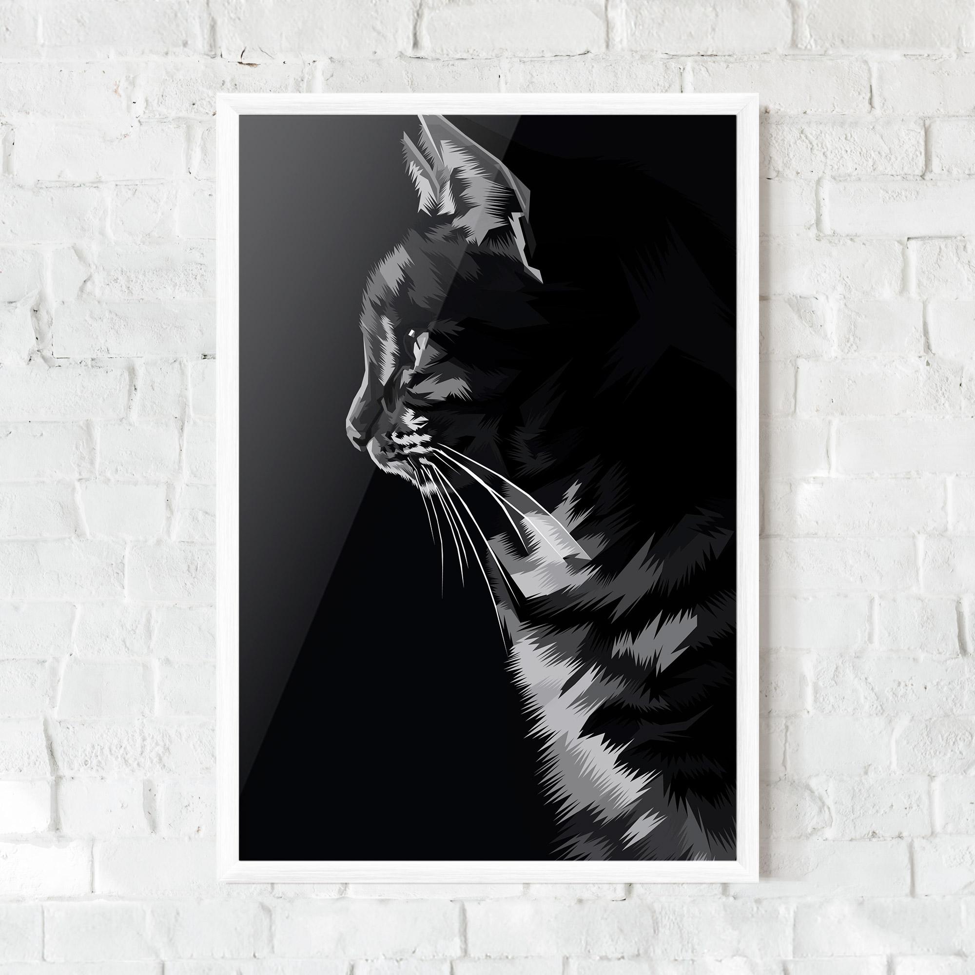 Рамкиран постер Black Grey Cat mockup 0
