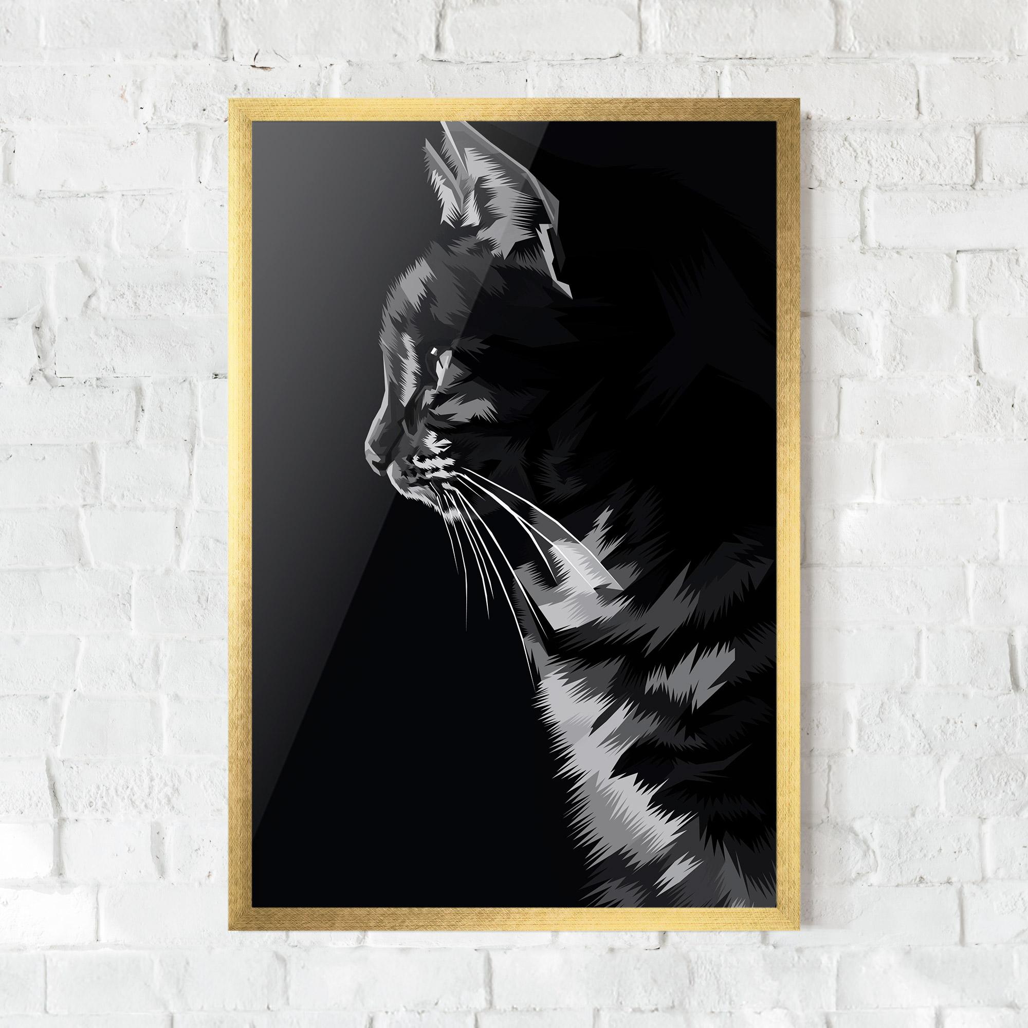 Рамкиран постер Black Grey Cat mockup 0