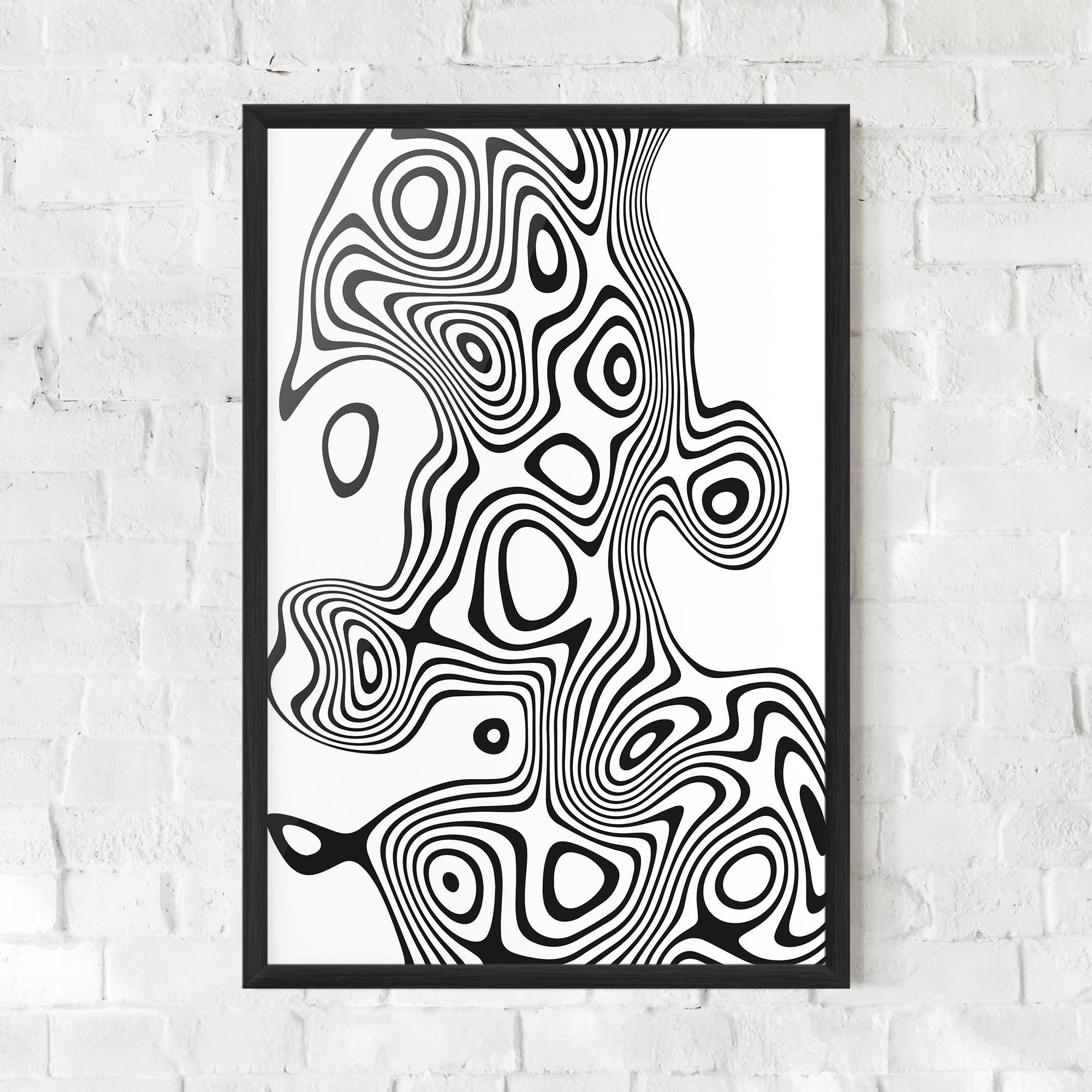 Рамкиран постер Abstract Line Grey Black mockup 0