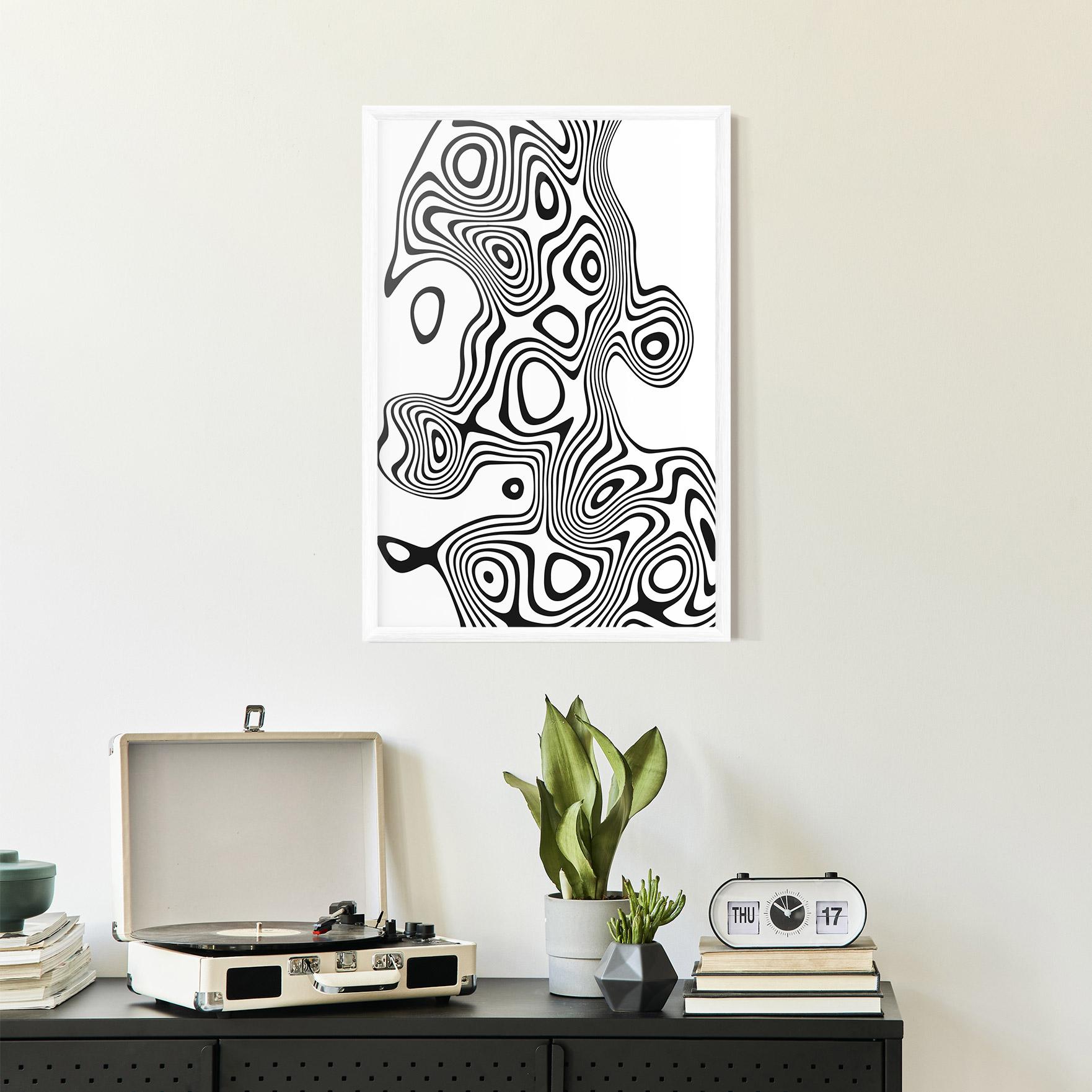 Рамкиран постер Abstract Line Grey Black mockup 2