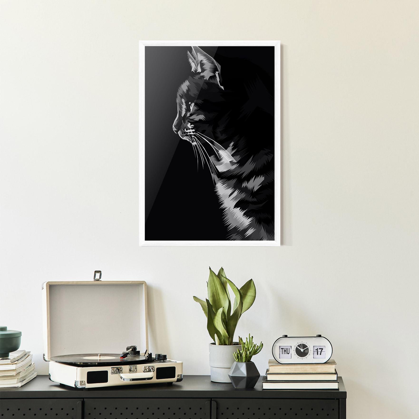 Рамкиран постер Black Grey Cat mockup 2