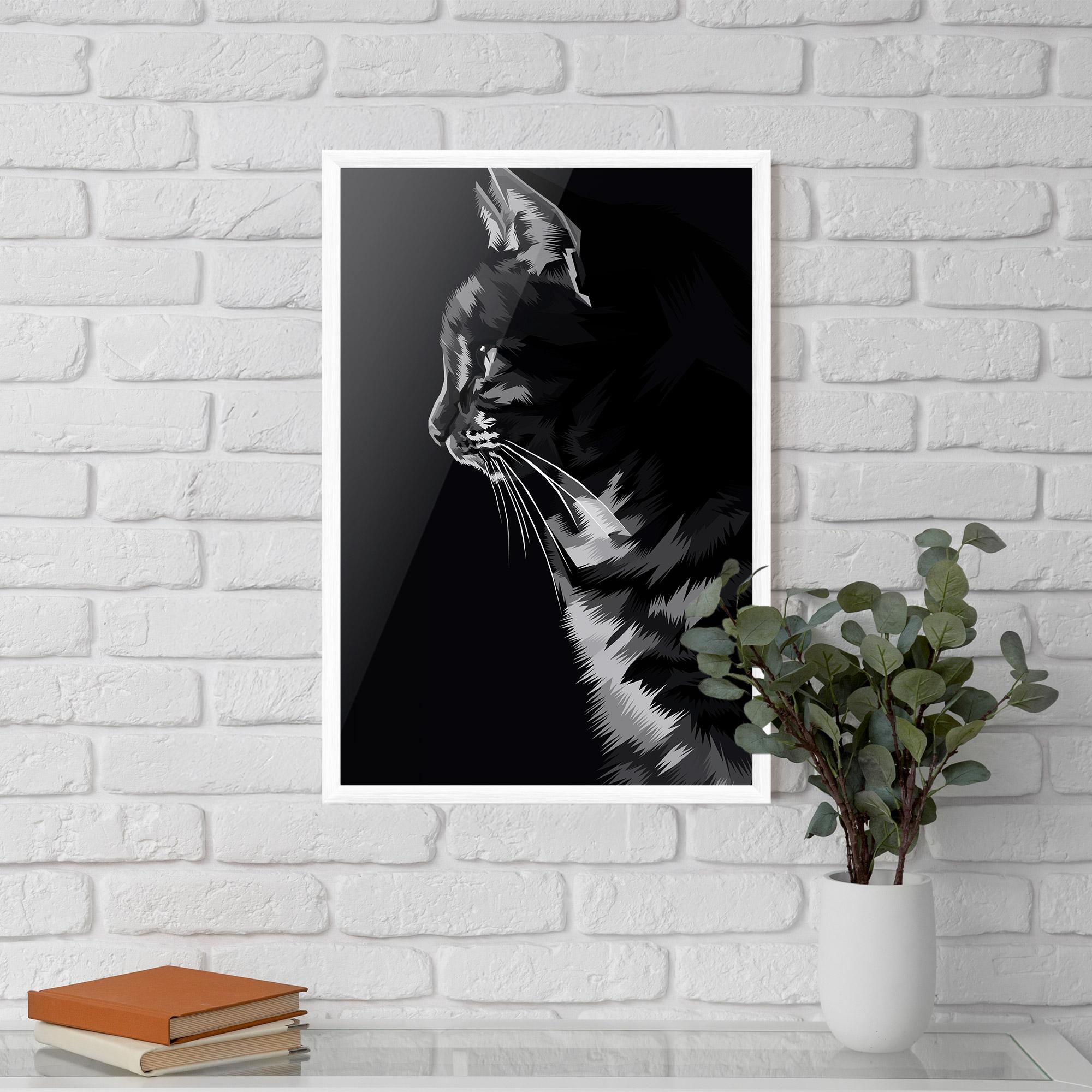 Рамкиран постер Black Grey Cat mockup 5