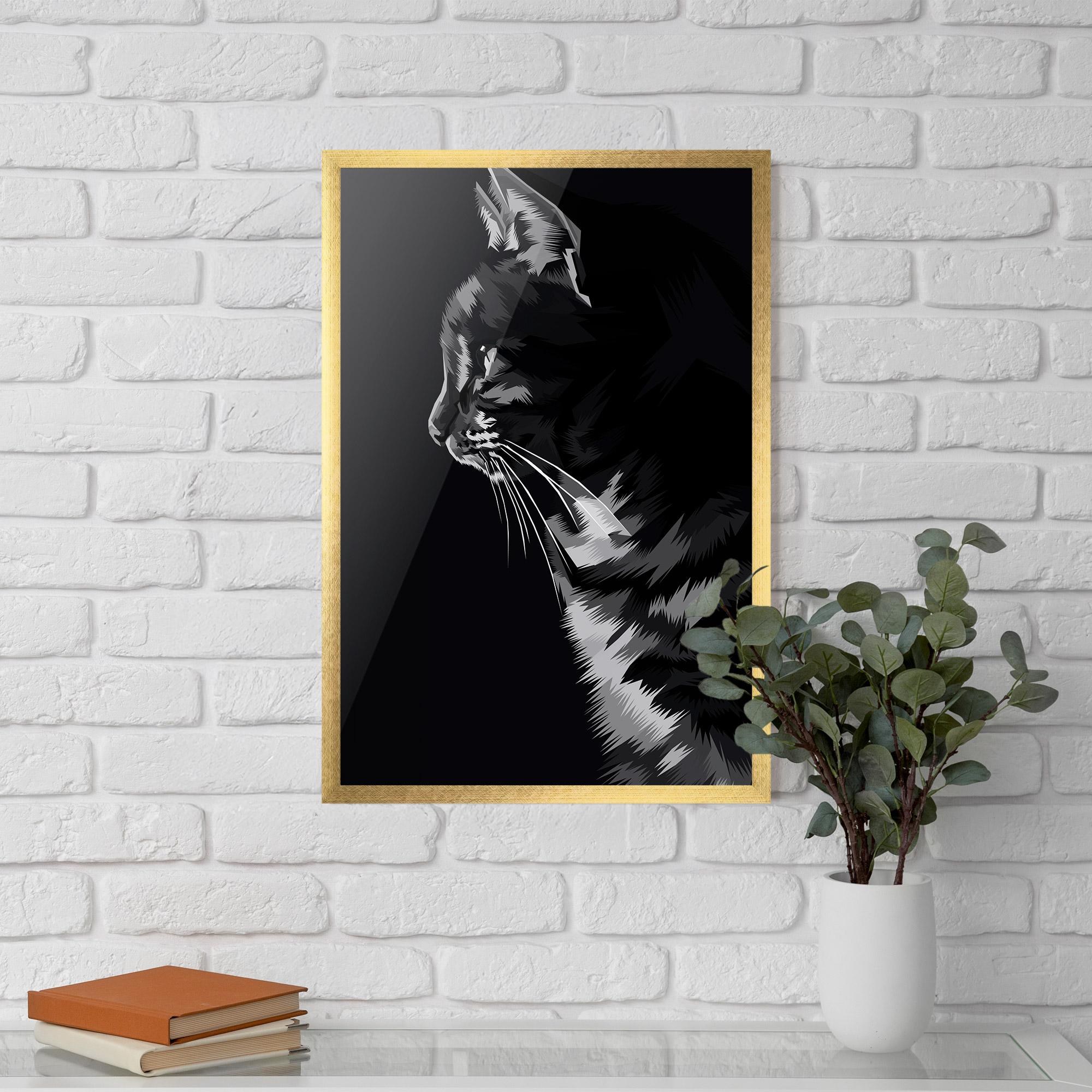 Рамкиран постер Black Grey Cat mockup 5