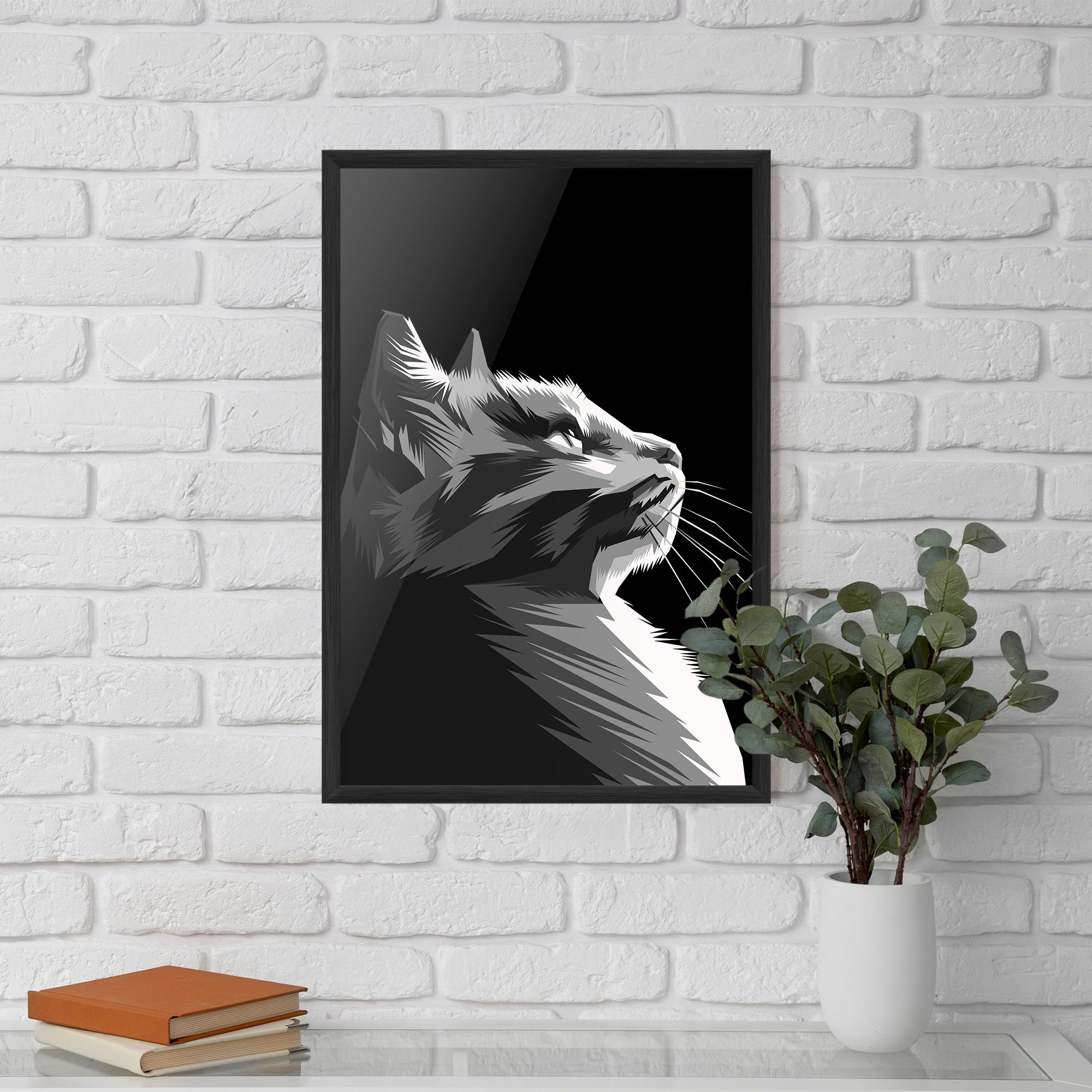Grey Cat On Black mockup 5
