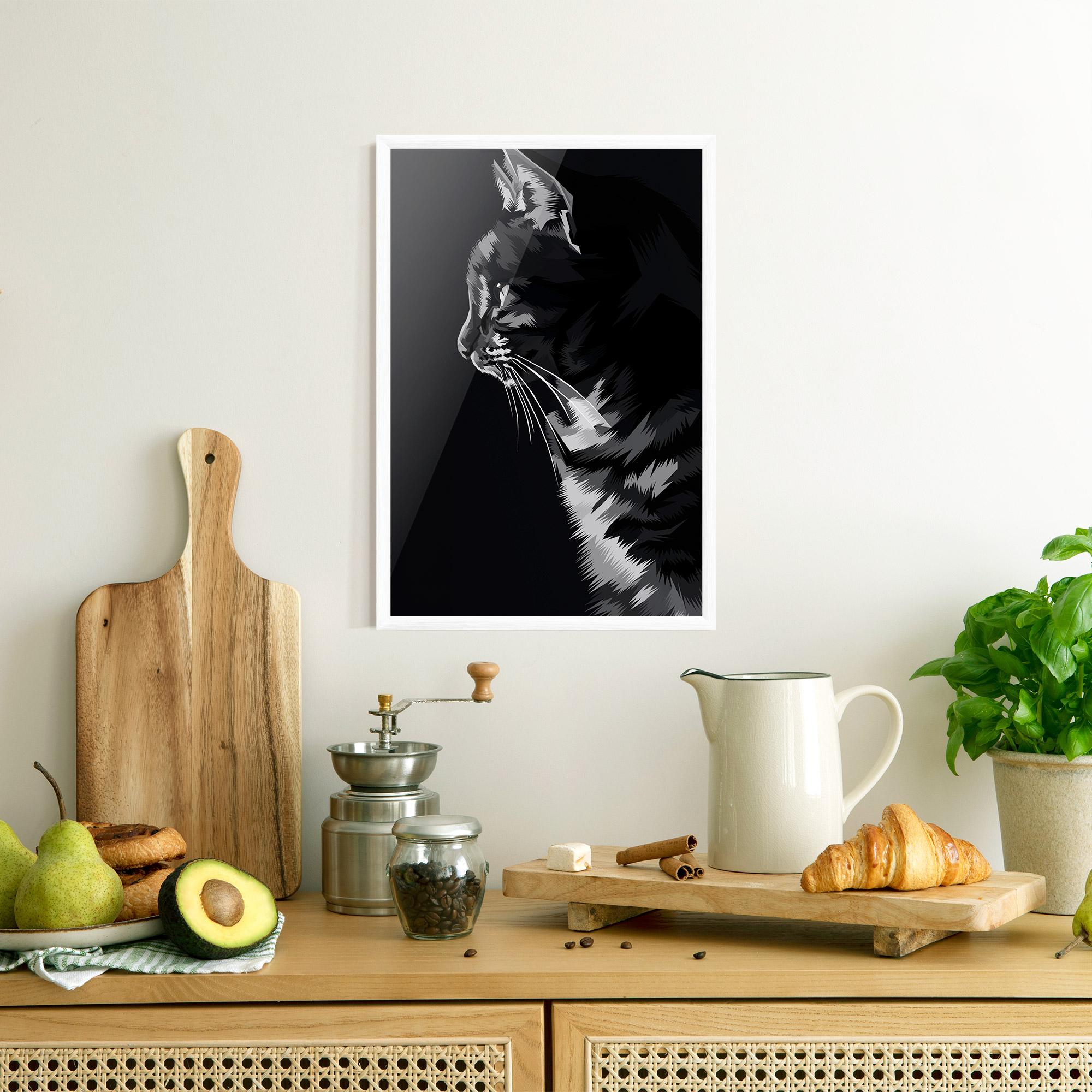 Рамкиран постер Black Grey Cat mockup 8