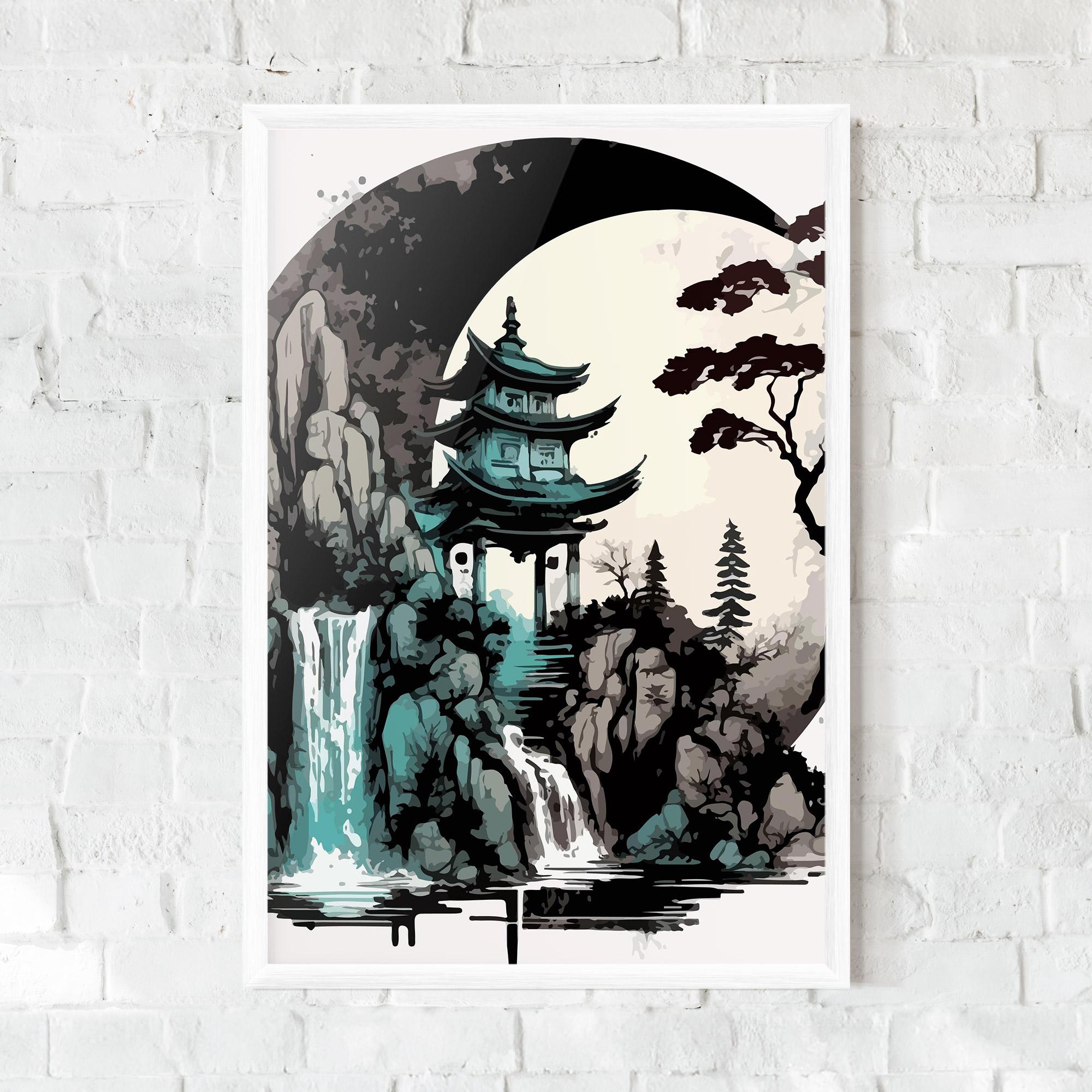 Рамкиран постер Blue Temple Art mockup 0