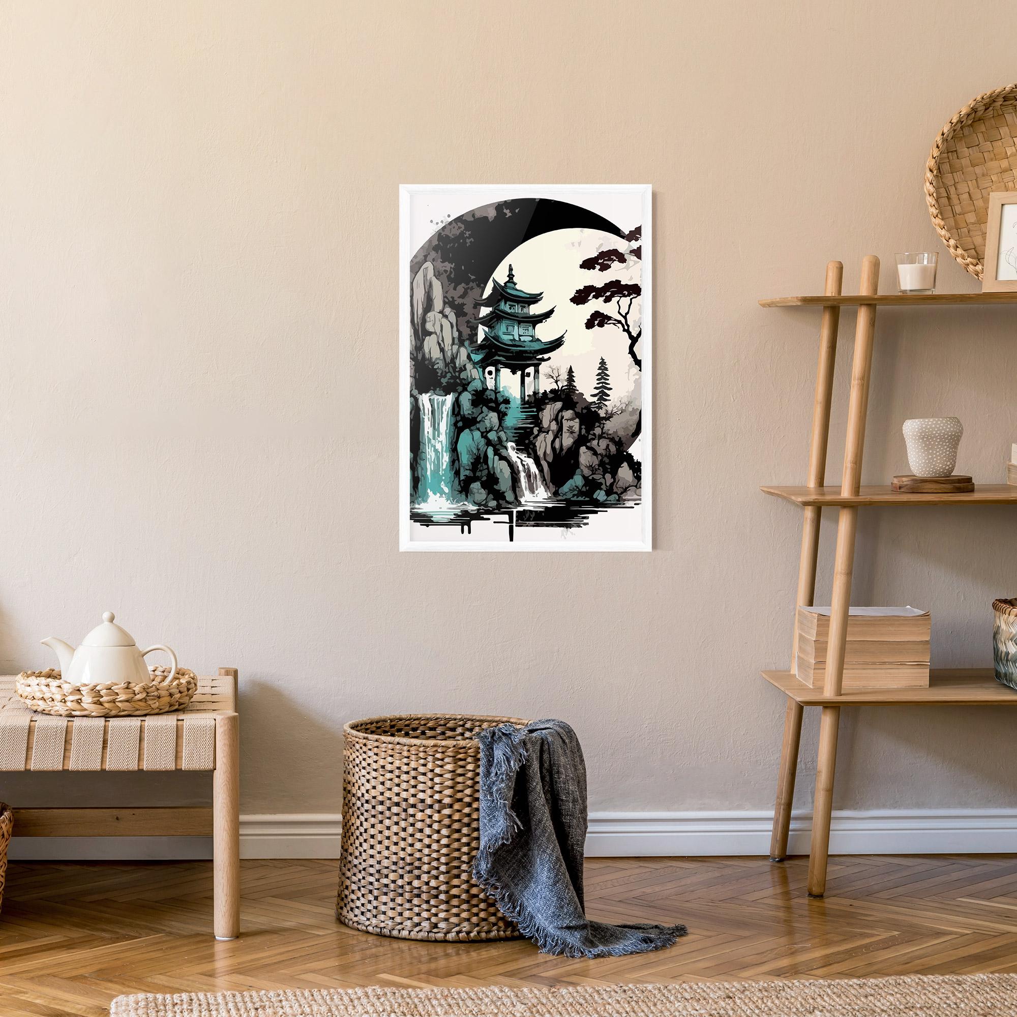 Рамкиран постер Blue Temple Art mockup 9