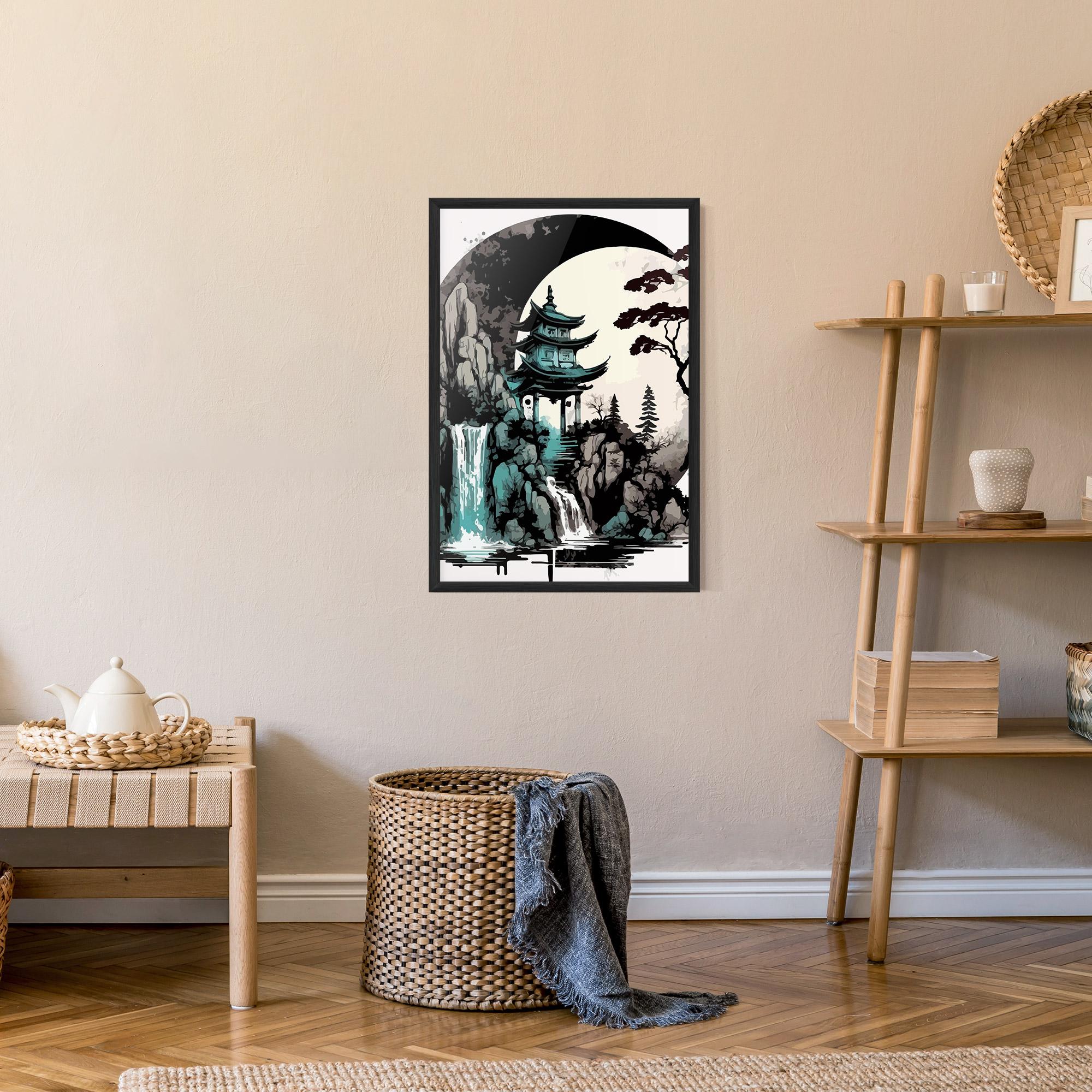 Рамкиран постер Blue Temple Art mockup 9