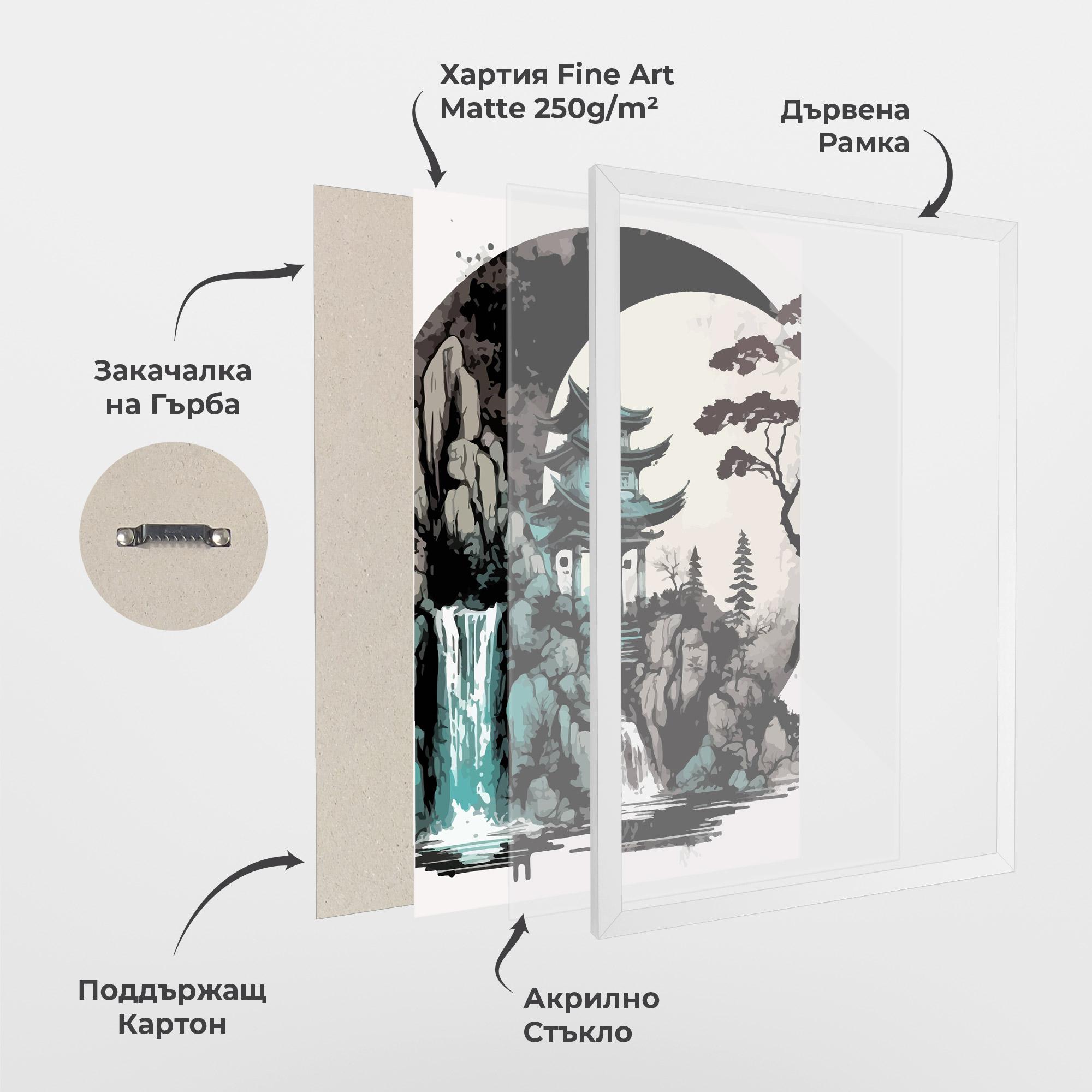 Рамкиран постер Blue Temple Art mockup 1