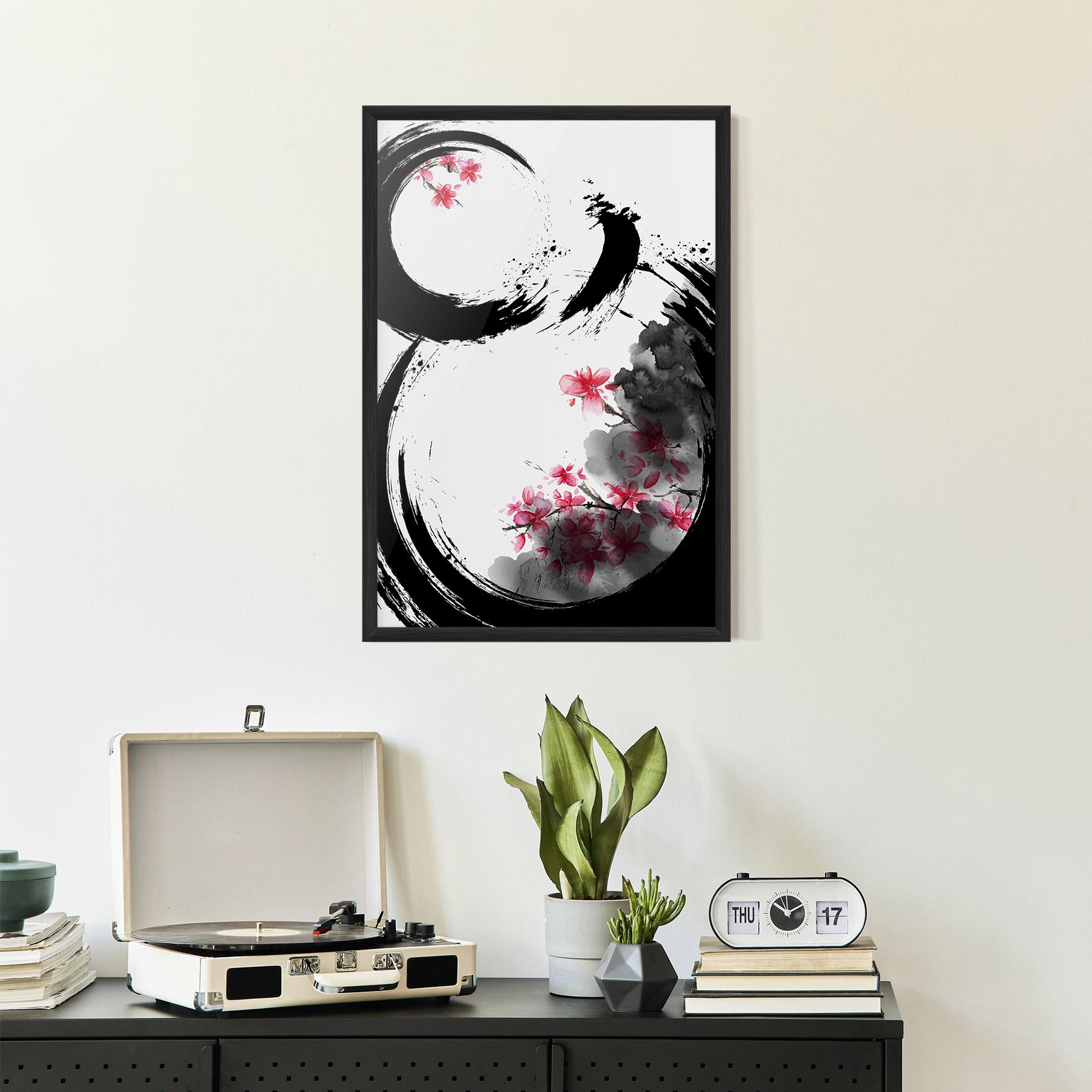 Рамкиран постер Pink Flower Smoke mockup 2