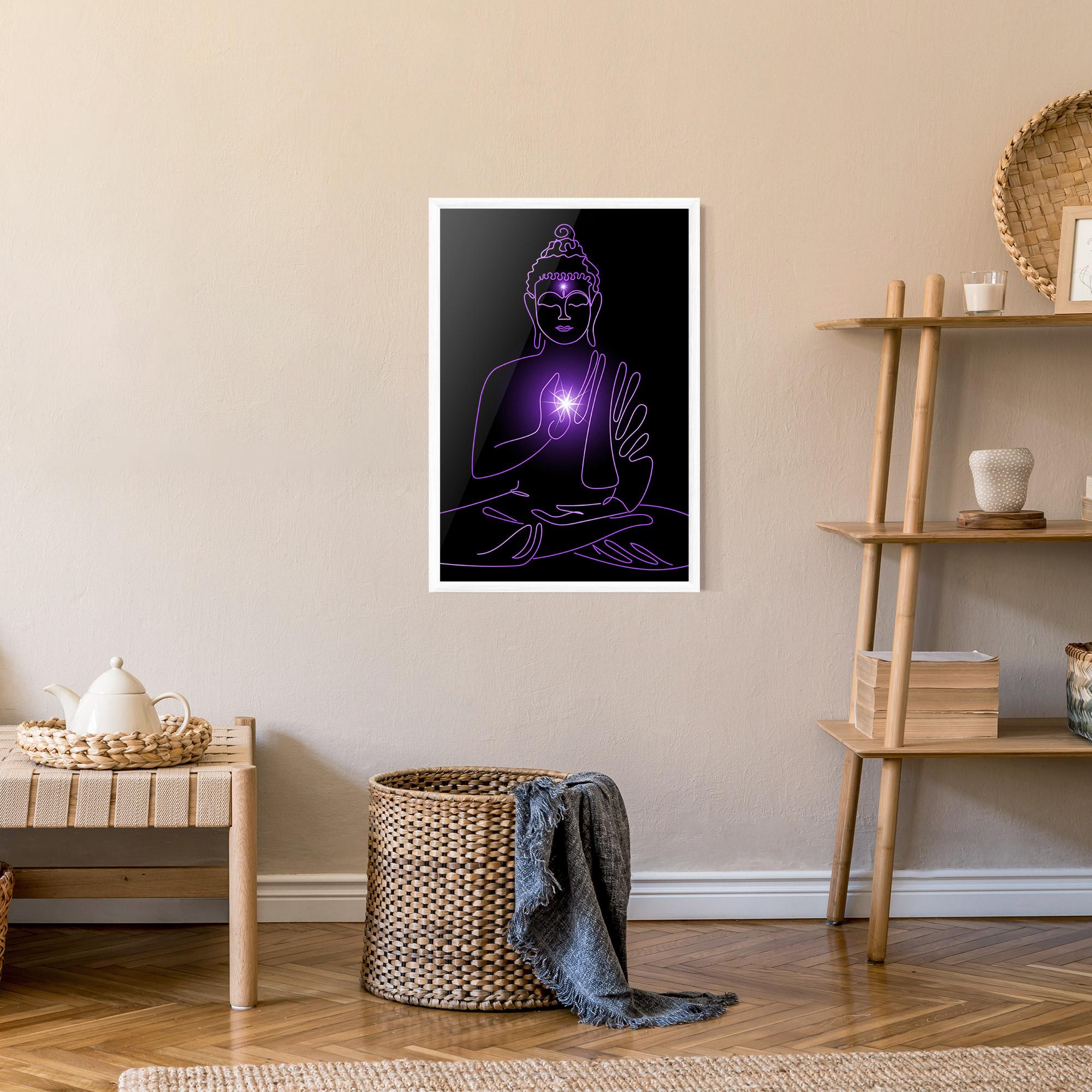 Рамкиран постер Glowing Buddha mockup 9