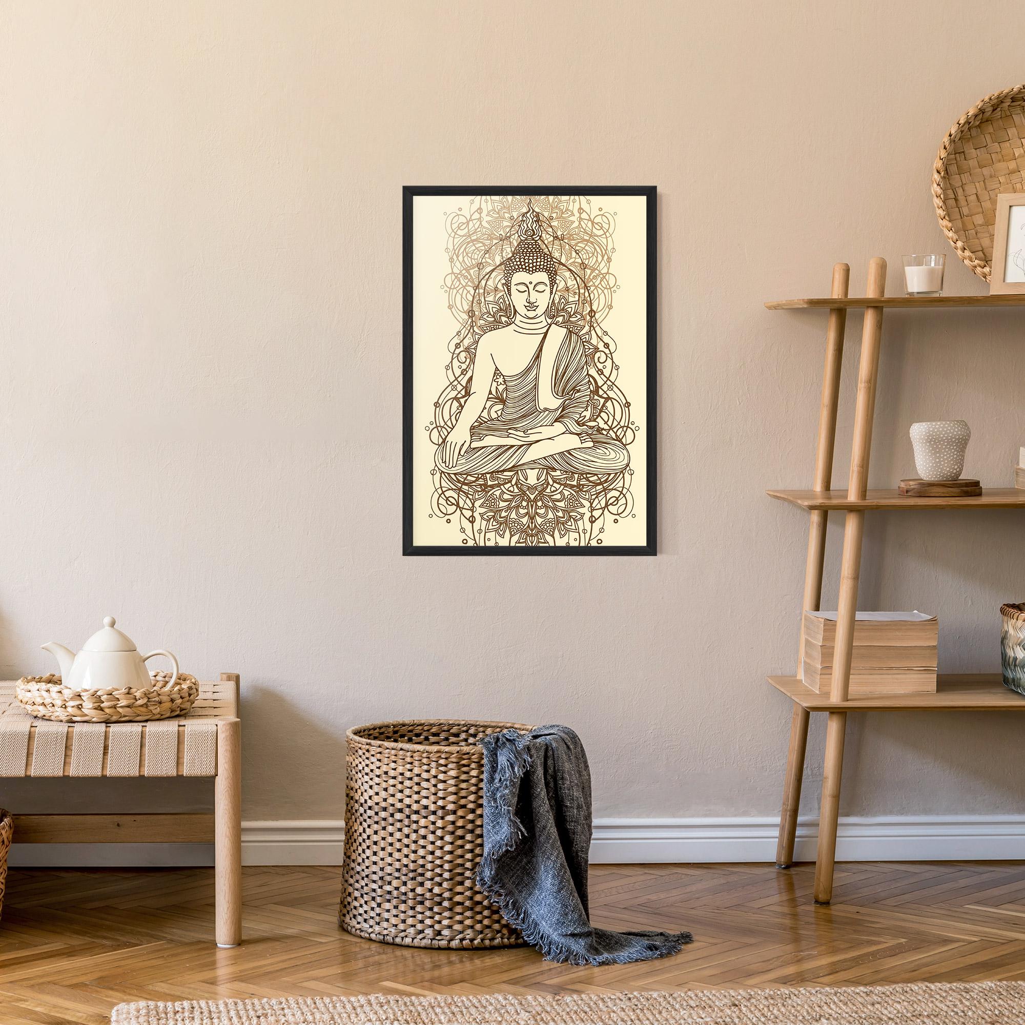 Рамкиран постер Brown Line Buddha mockup 9