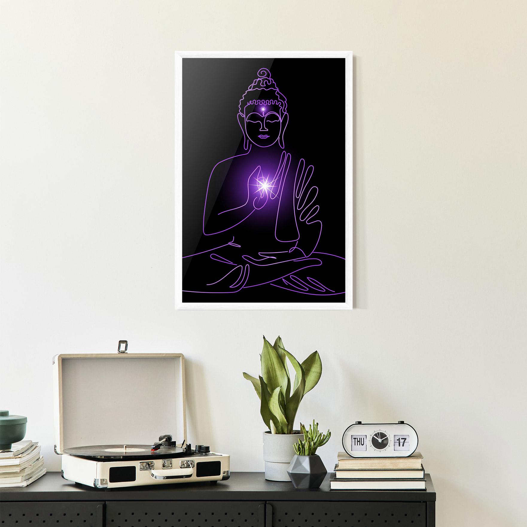 Рамкиран постер Glowing Buddha mockup 2