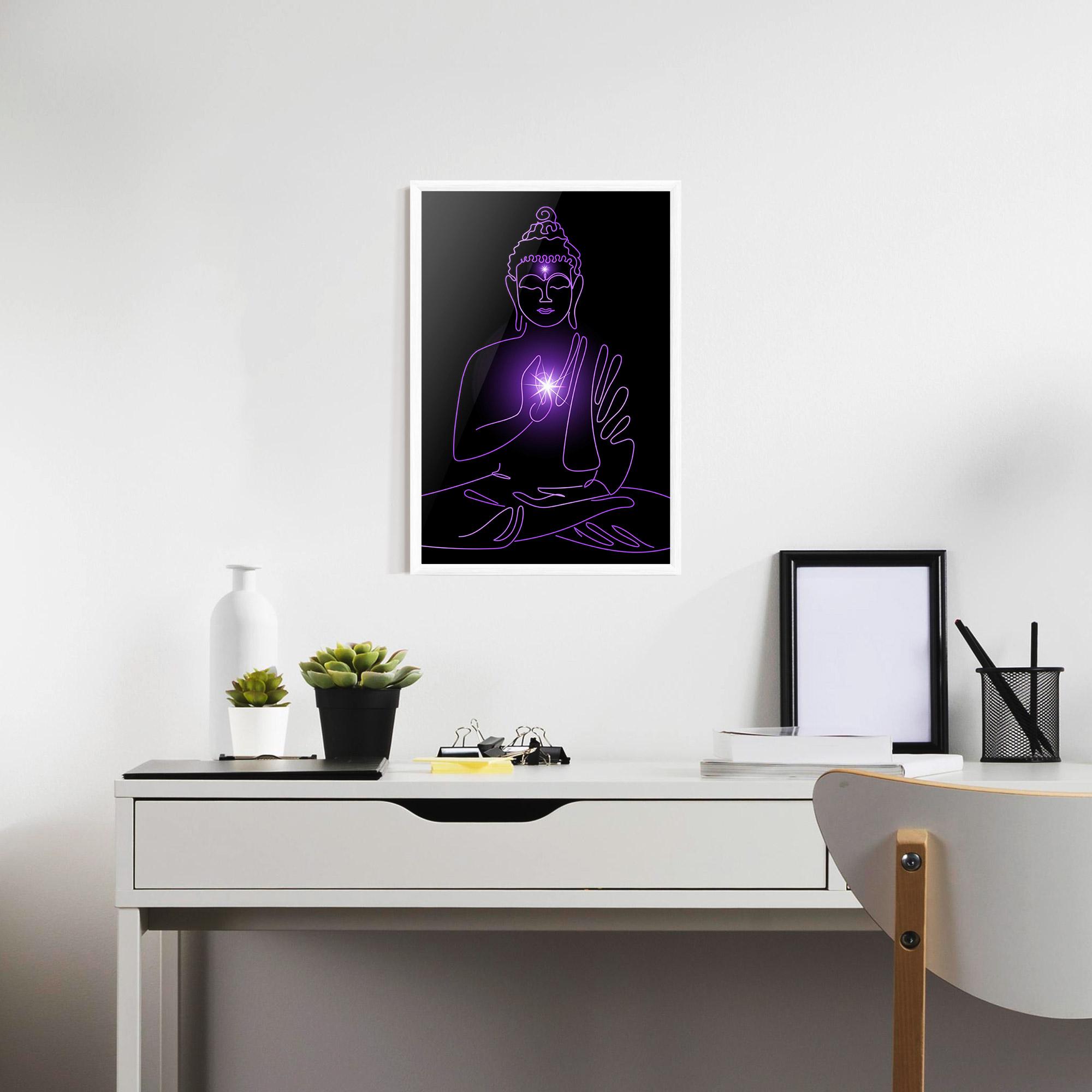 Рамкиран постер Glowing Buddha mockup 7