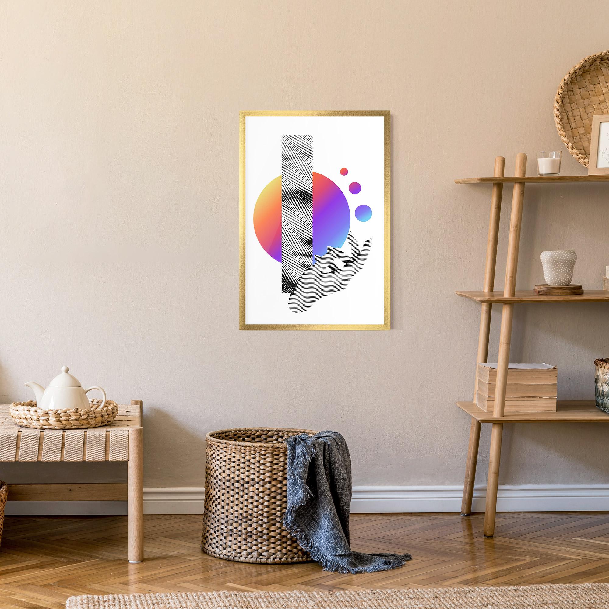 Рамкиран постер Orange Light Statue mockup 9