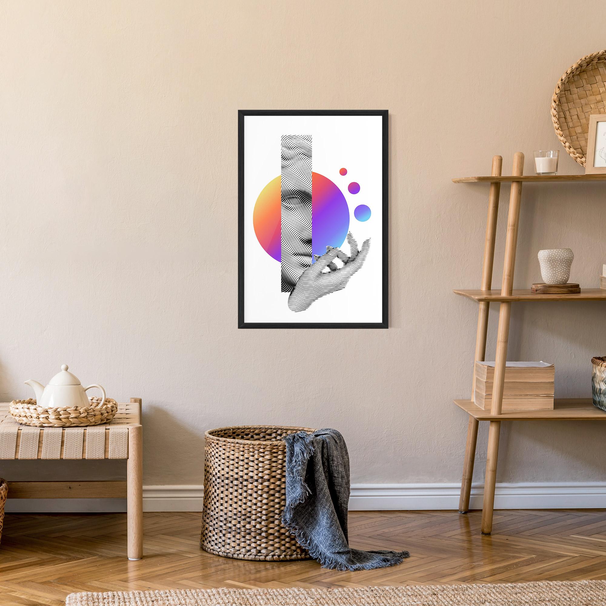 Рамкиран постер Orange Light Statue mockup 9