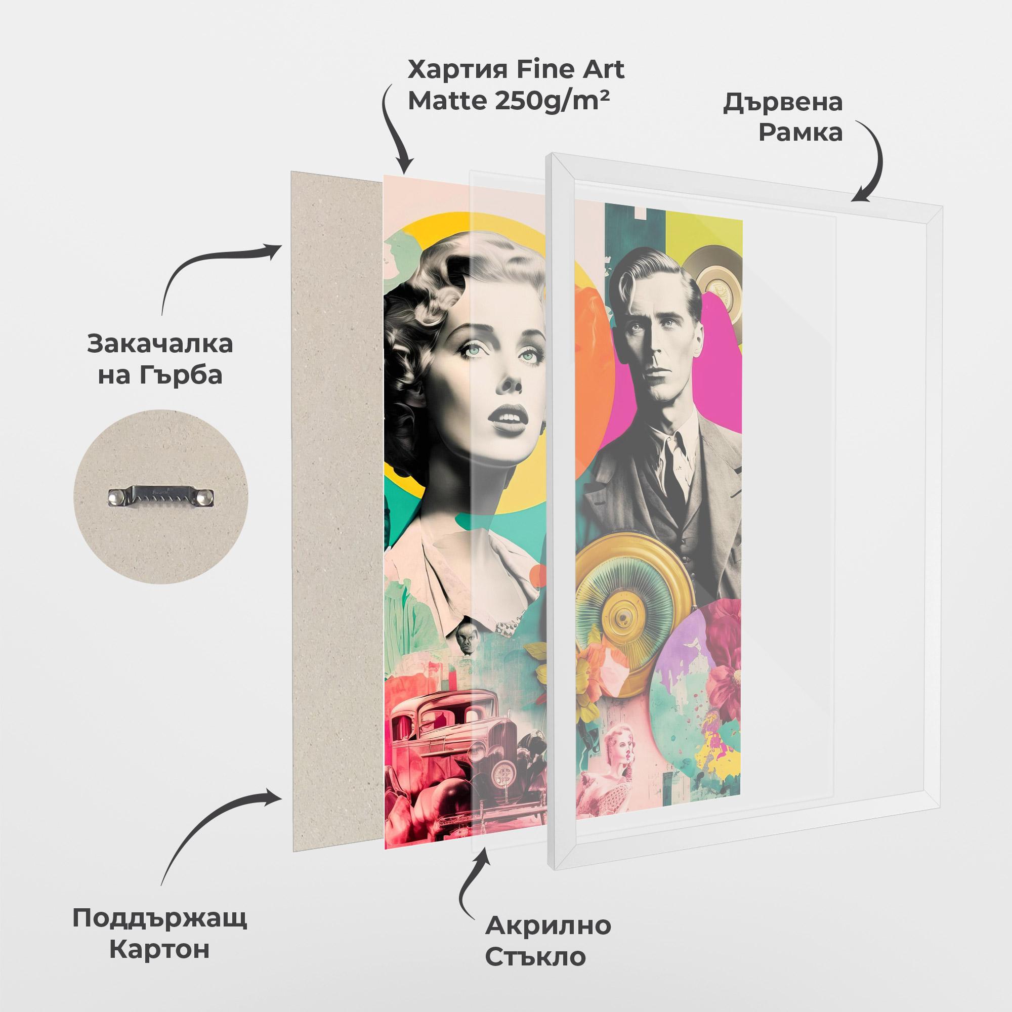 Рамкиран постер 60s Retro Collage mockup 1