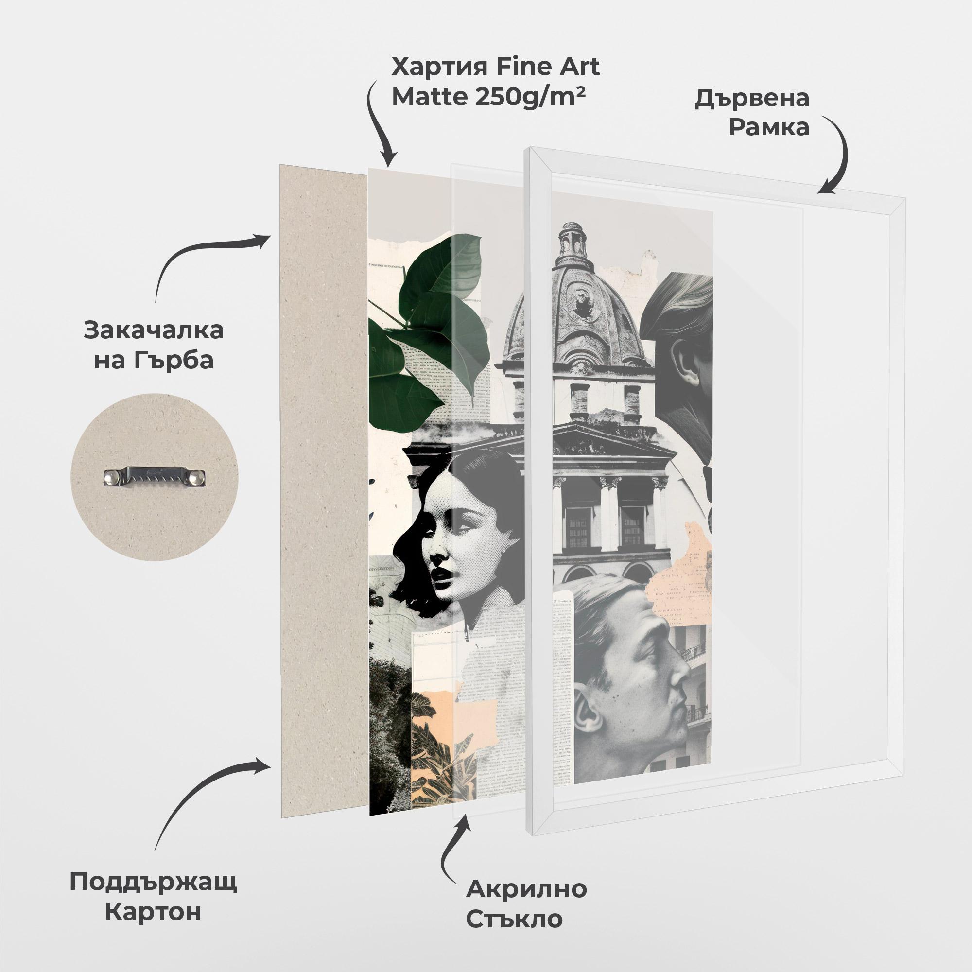 Рамкиран постер Vintage Collage mockup 1