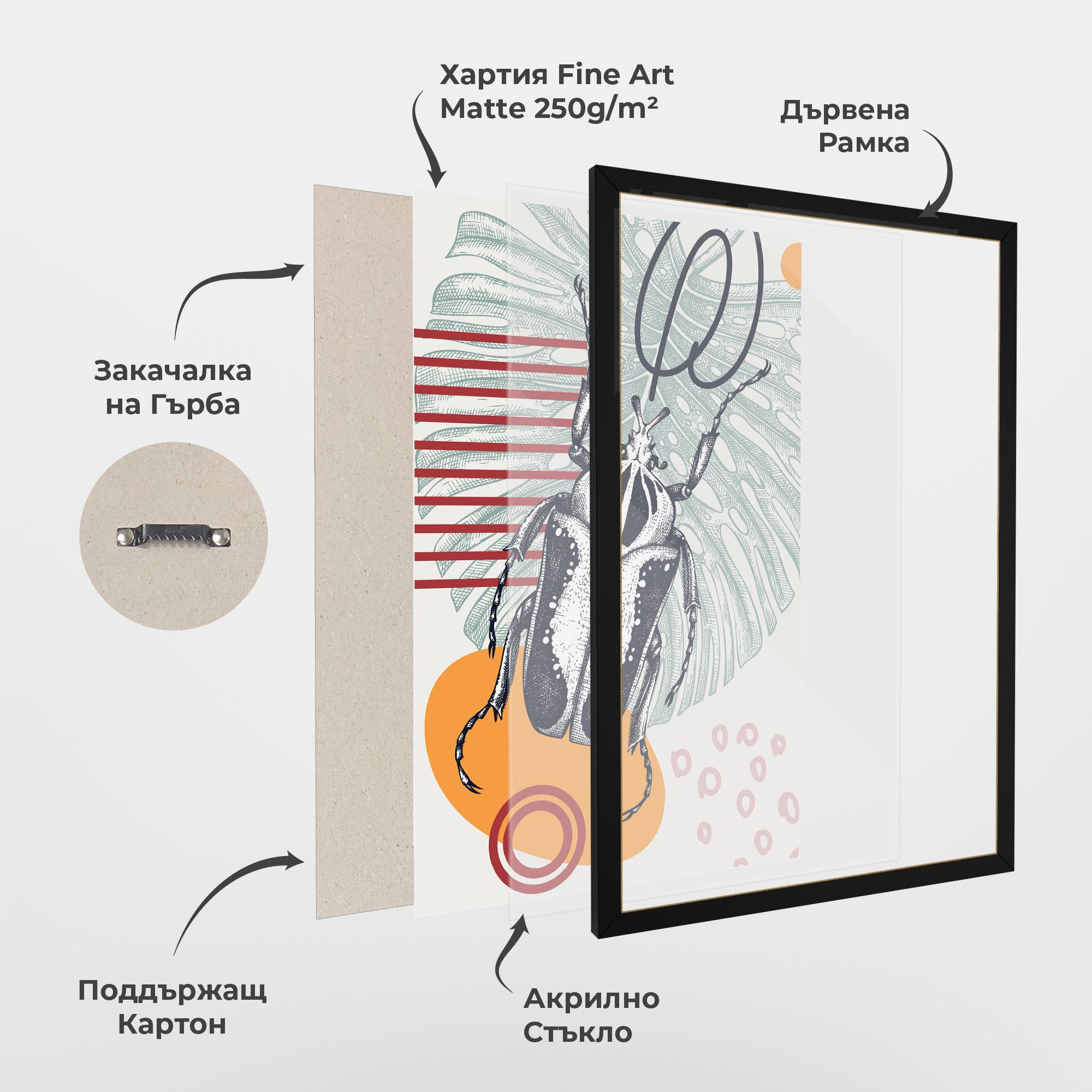 Рамкиран постер Insects Art Collage mockup 1