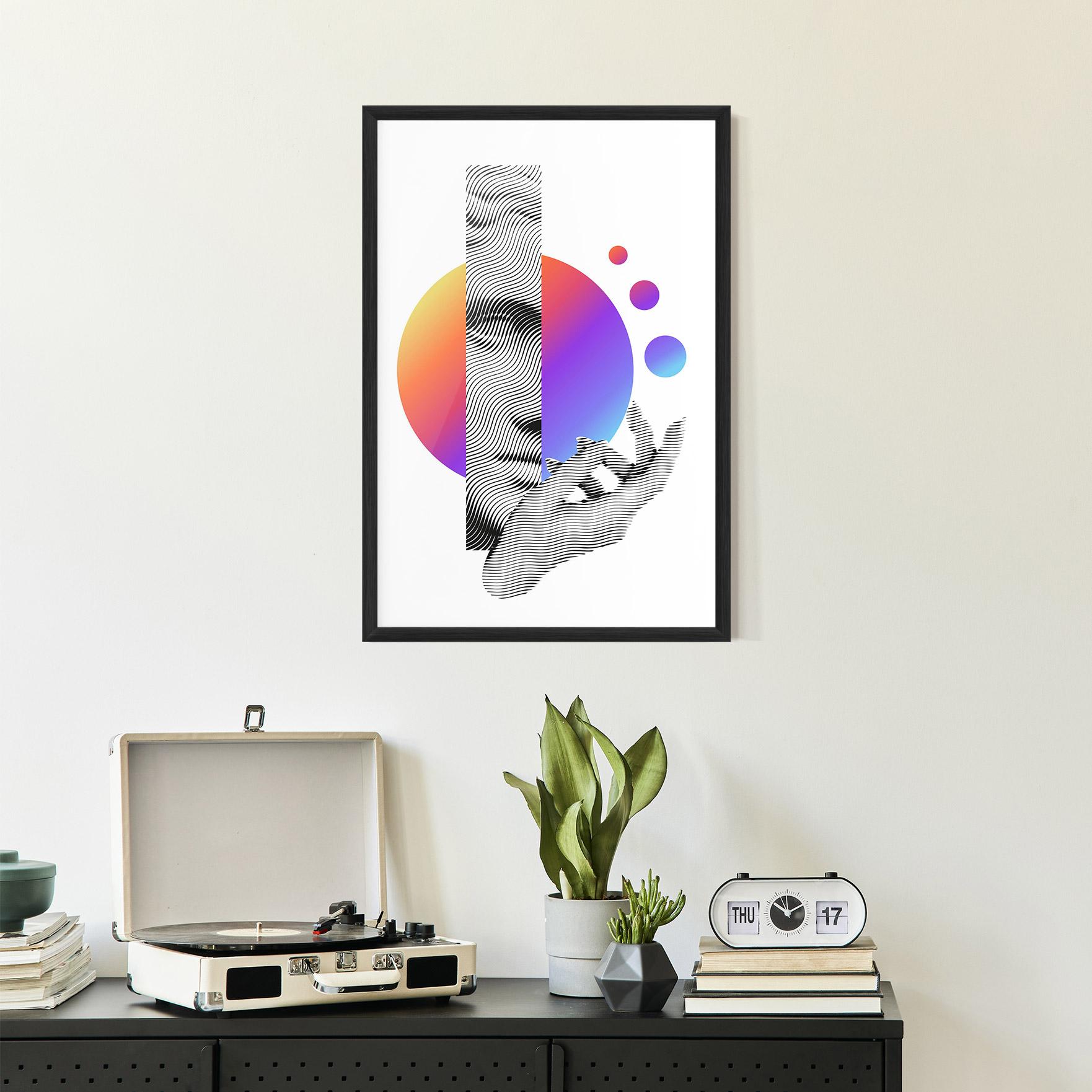 Рамкиран постер Orange Light Statue mockup 2