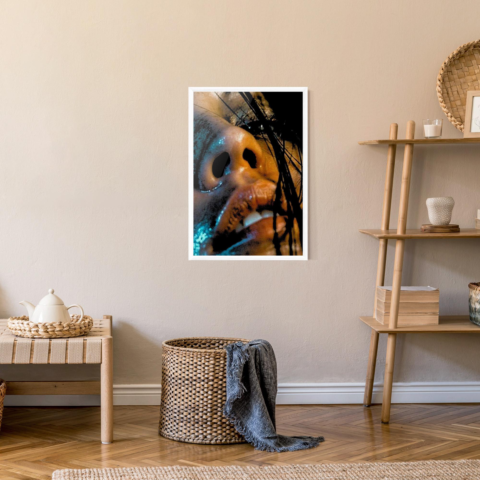 Рамкиран постер Blue Light Face mockup 9