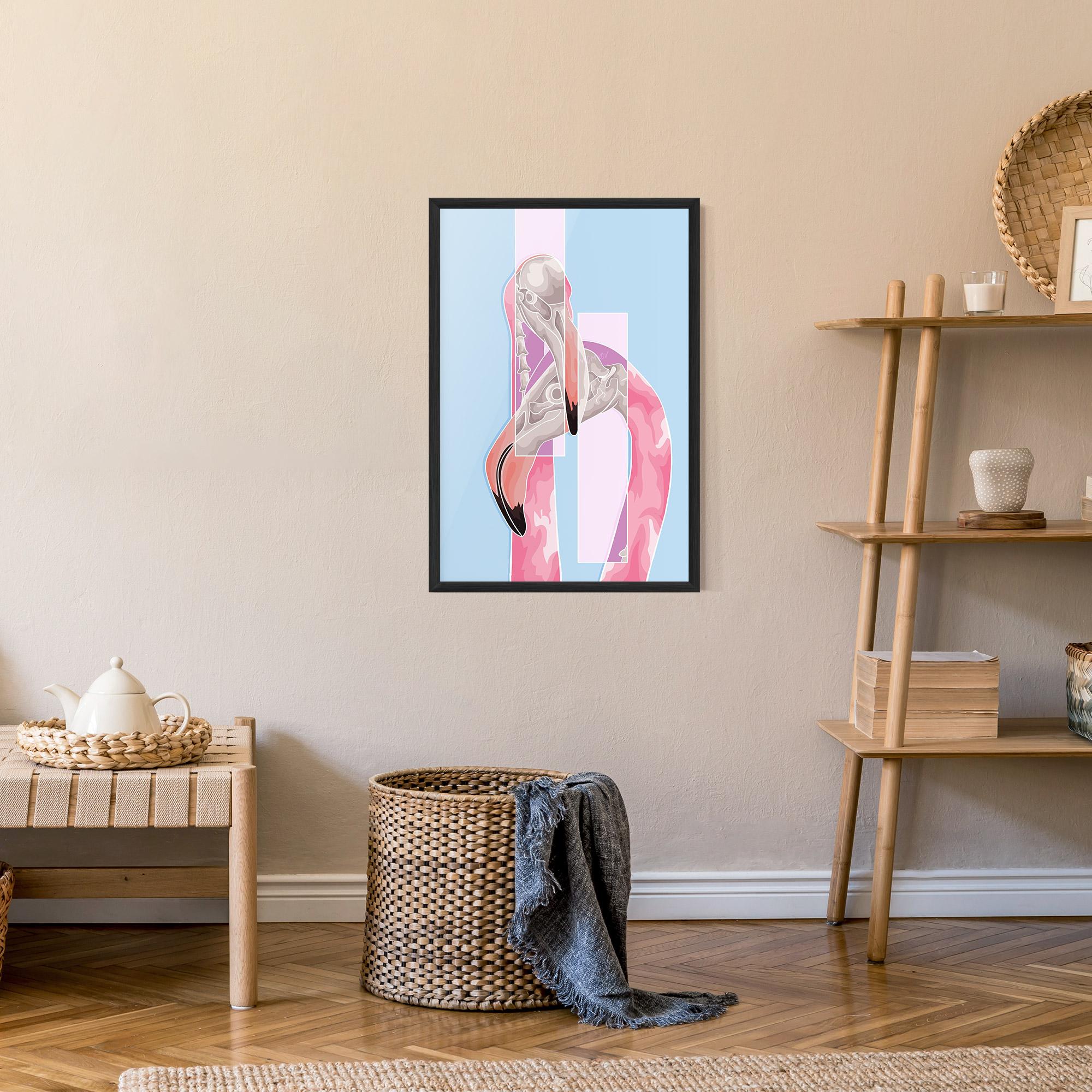 Рамкиран постер Pink Skull Flamingo mockup 9