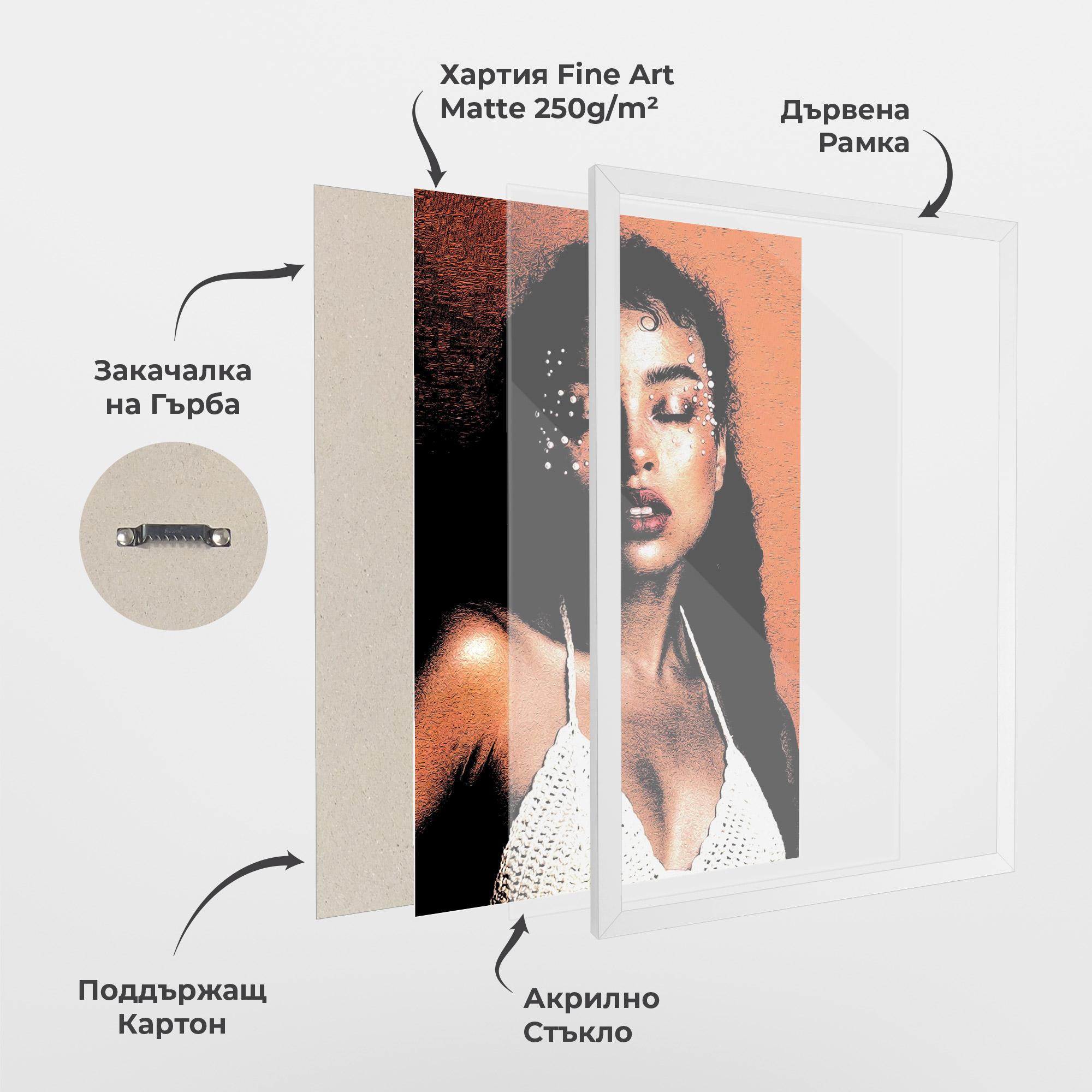 Рамкиран постер Black Pearls Lady mockup 1