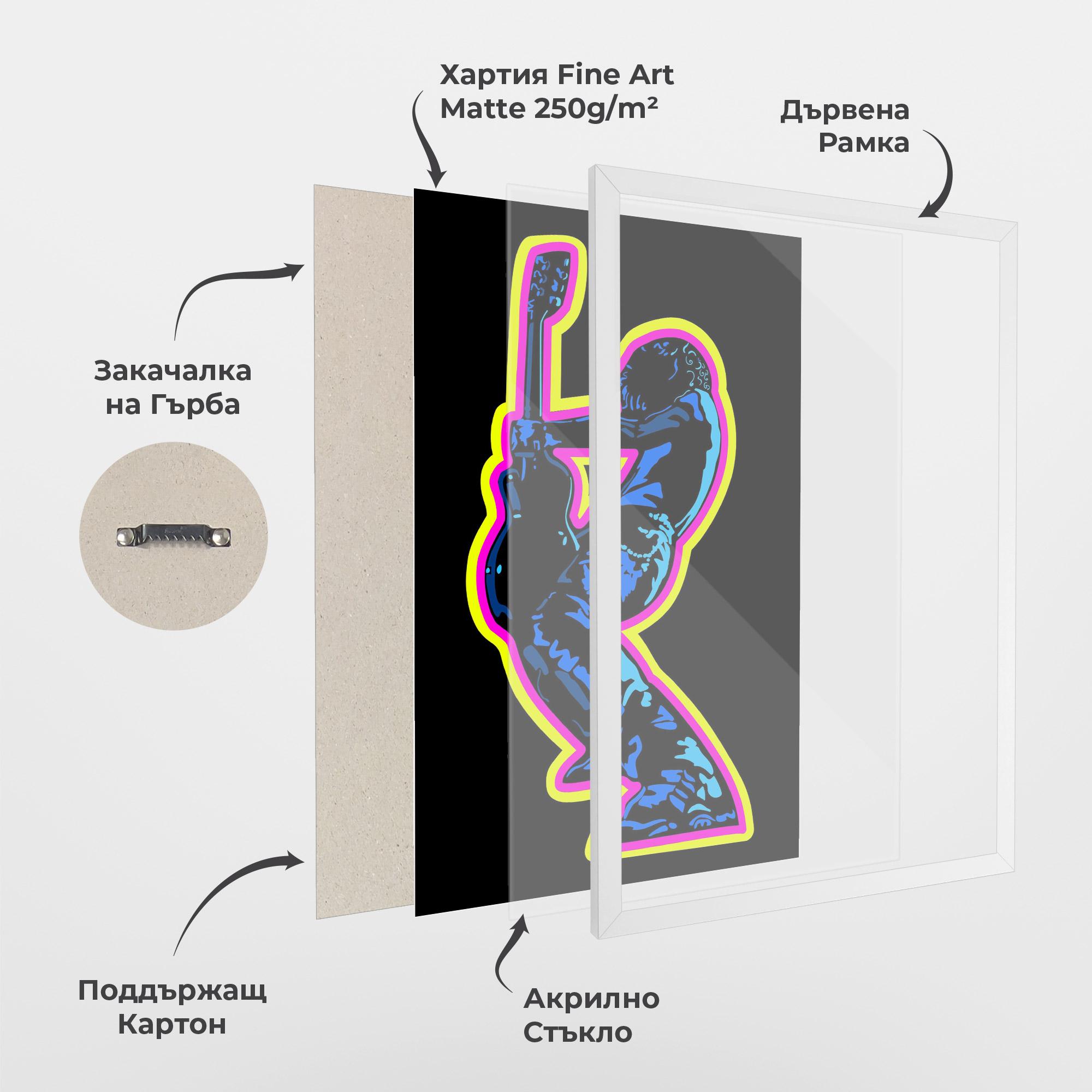 Рамкиран постер Guitarist Art mockup 1