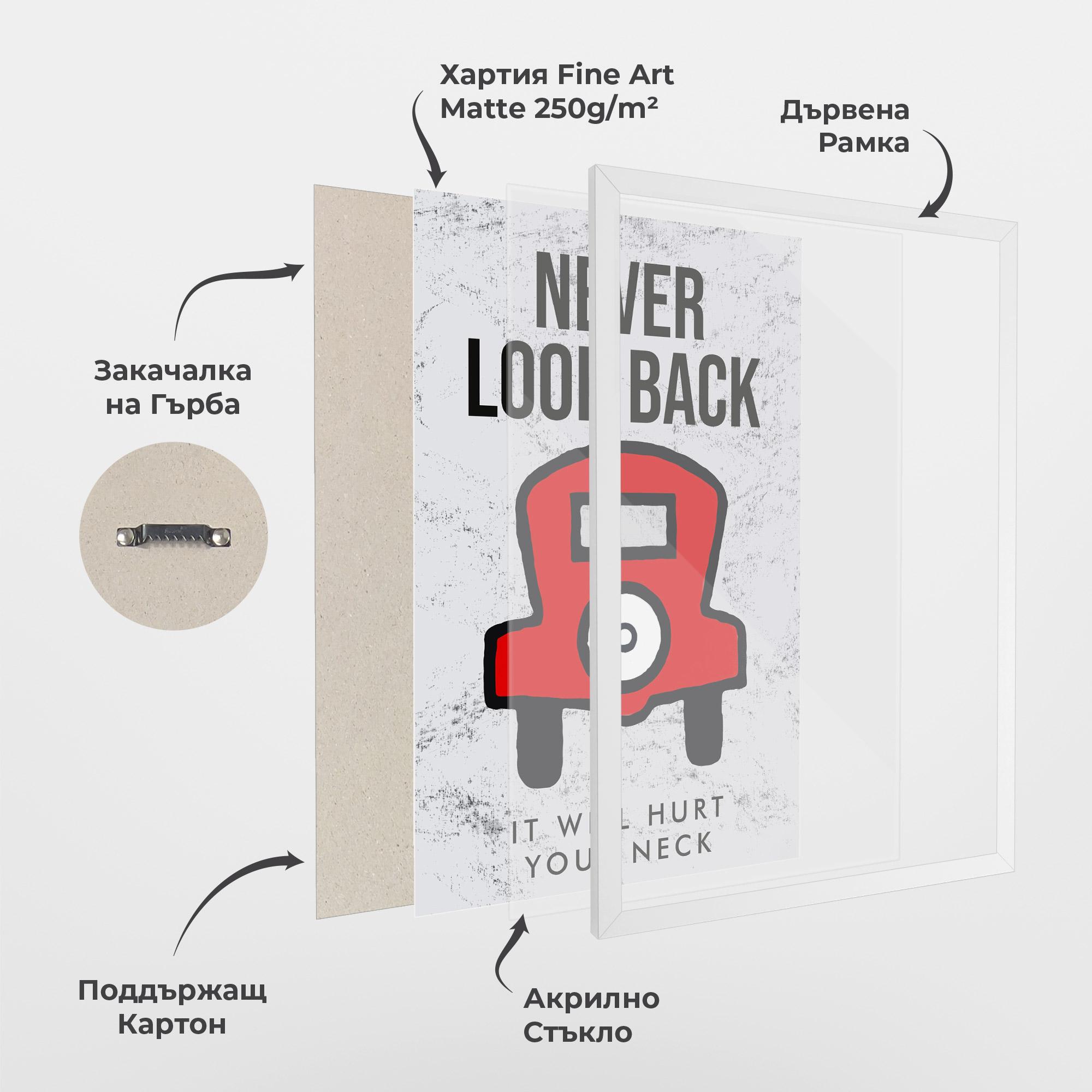 Рамкиран постер Never Look Back mockup 1