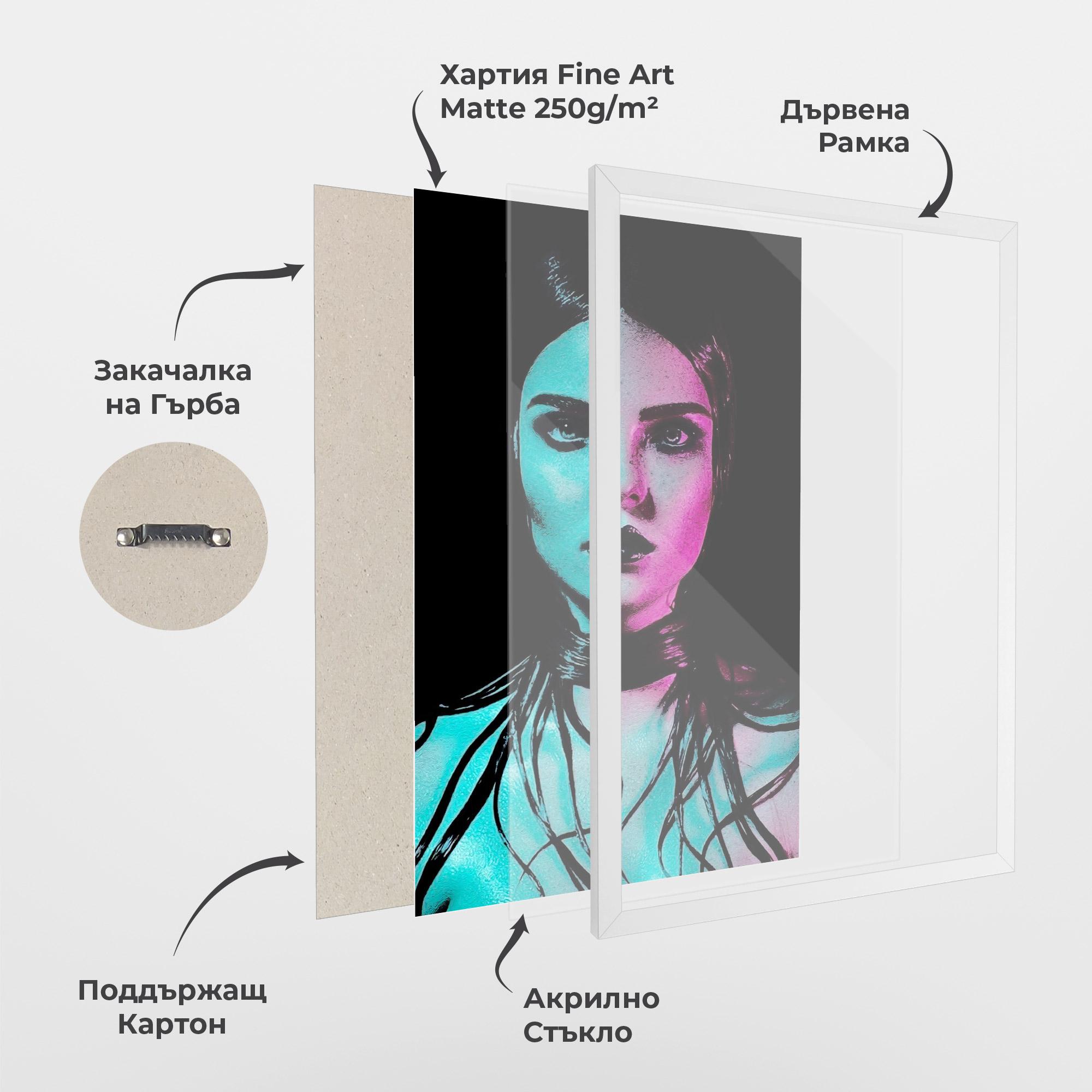 Рамкиран постер Pink Blue Light Girl mockup 1