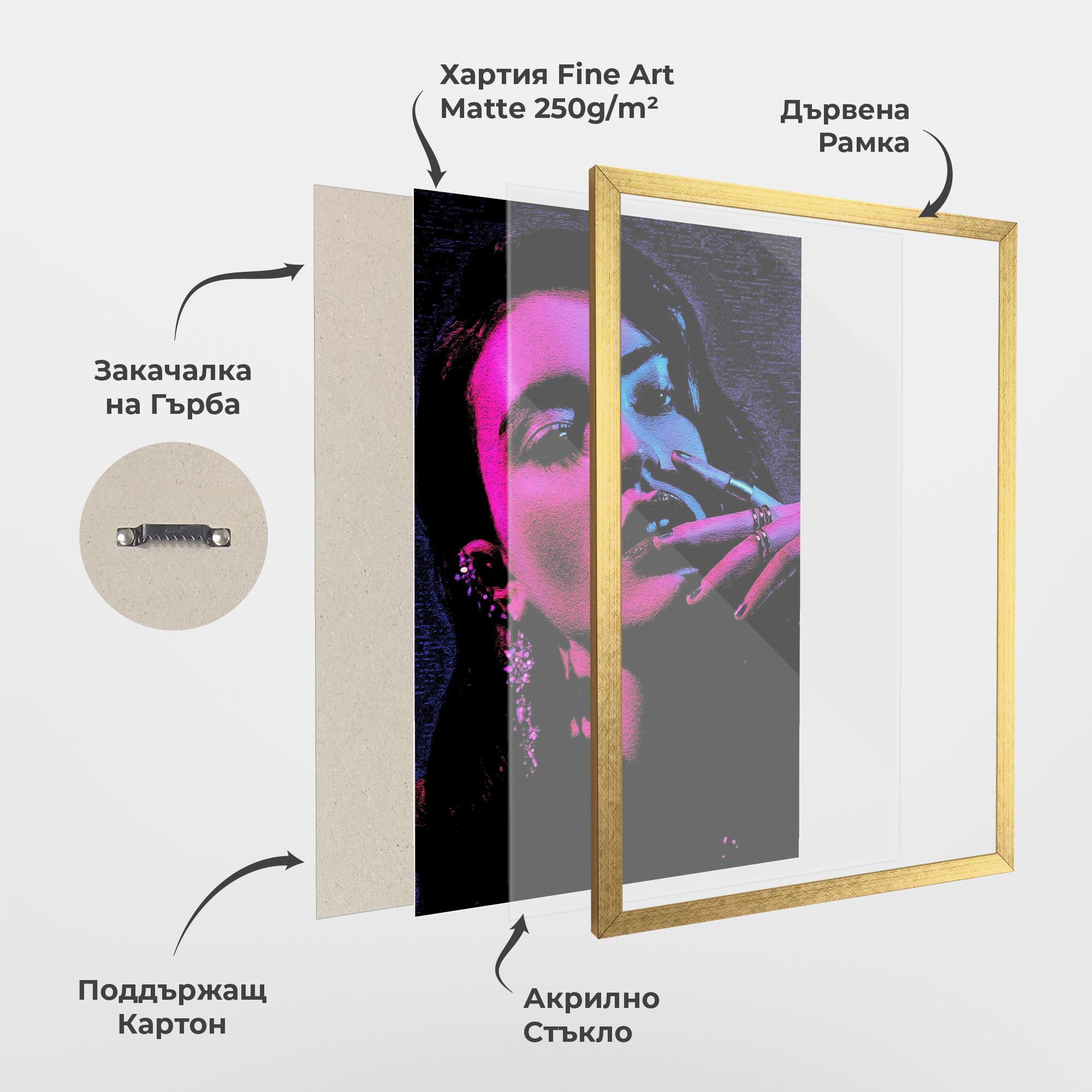 Рамкиран постер Purple Light Lady mockup 1