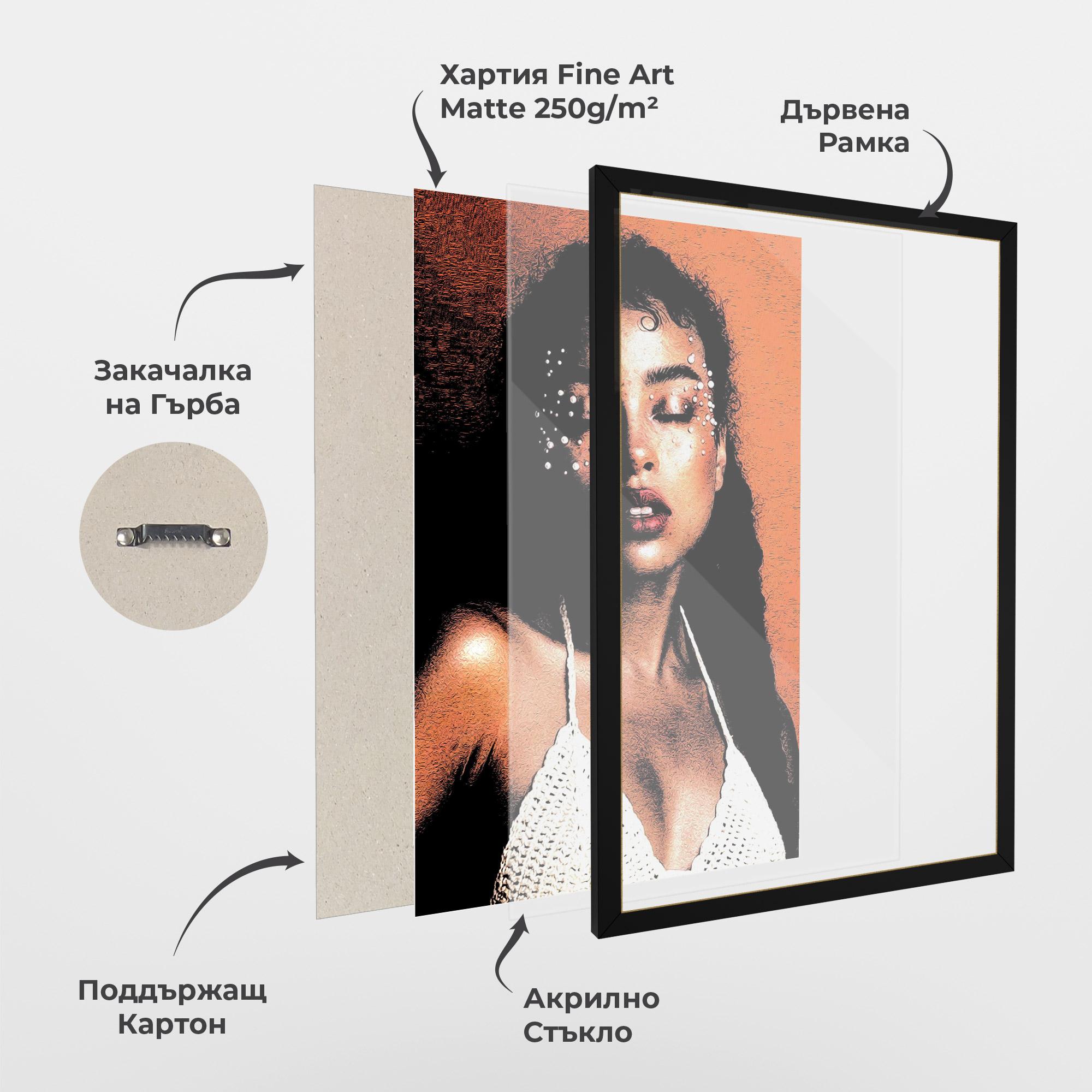 Рамкиран постер Black Pearls Lady mockup 1