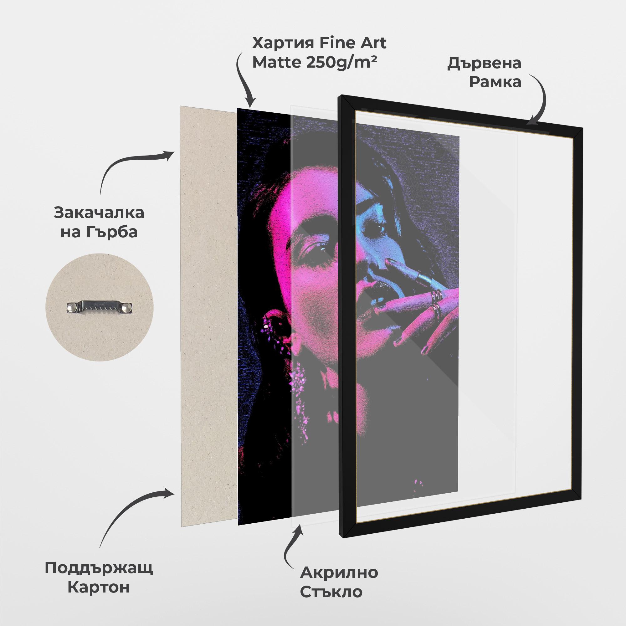 Рамкиран постер Purple Light Lady mockup 1