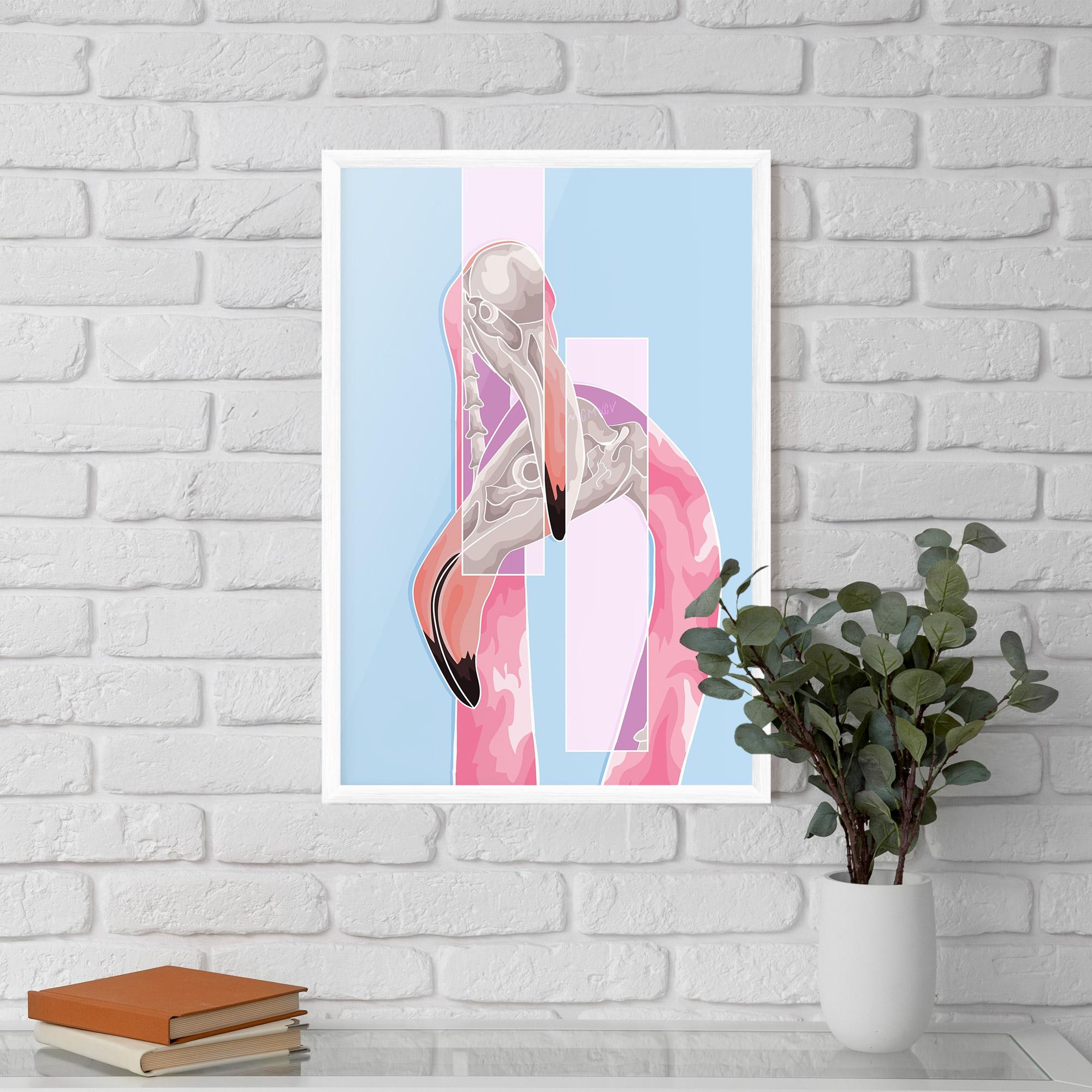 Рамкиран постер Pink Skull Flamingo mockup 5