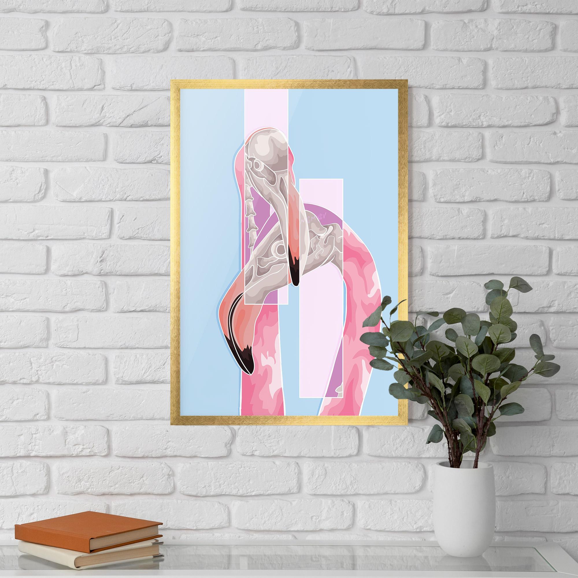 Рамкиран постер Pink Skull Flamingo mockup 5