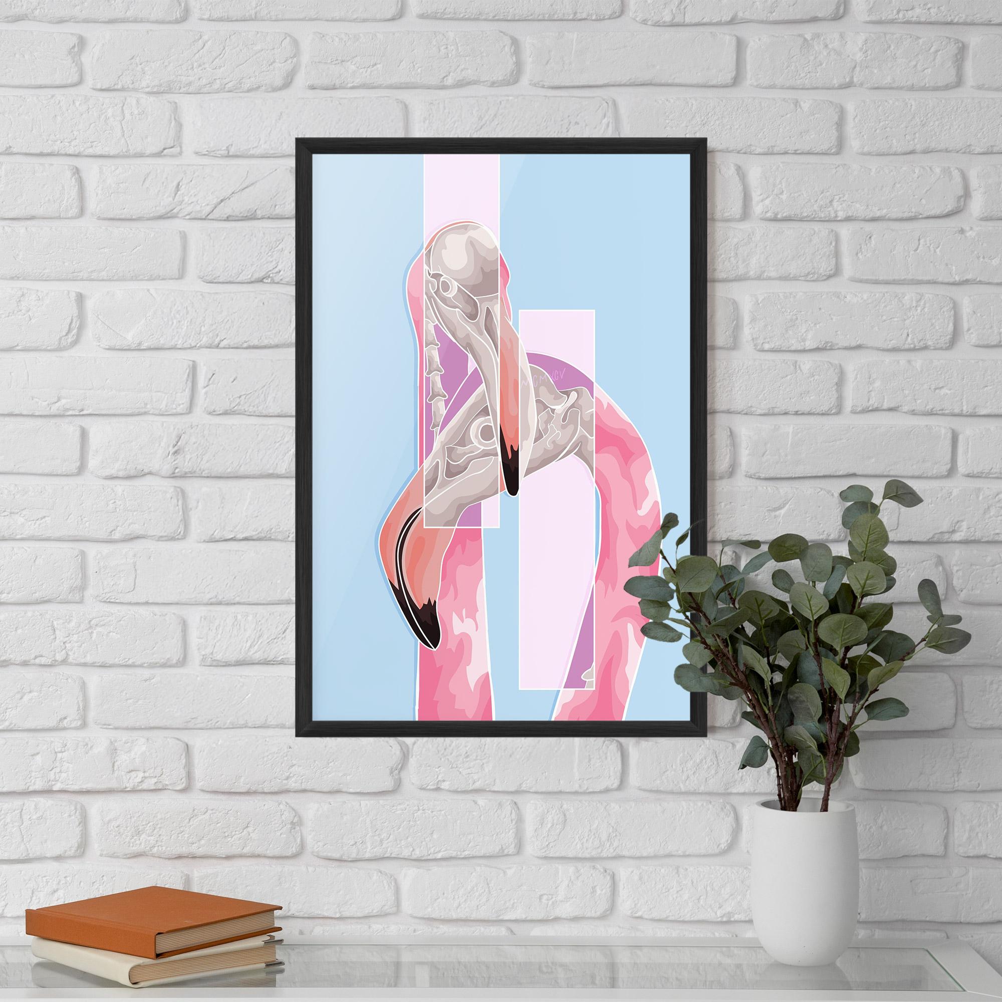Рамкиран постер Pink Skull Flamingo mockup 5